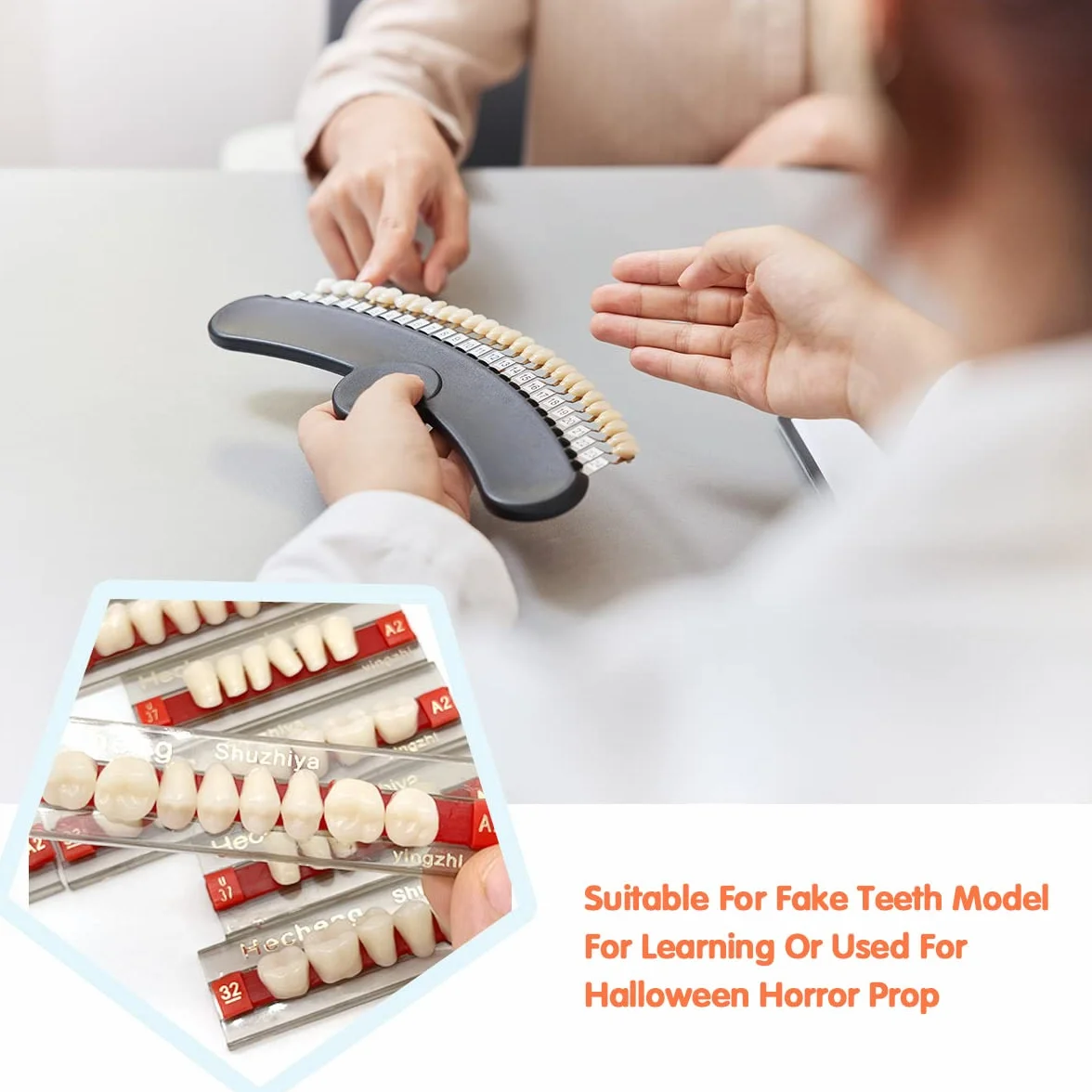 84 piezas dientes falsos dentales completos resina acrílica 3 juegos dientes enteros polímero sintético 23 tonos A2 superior inferior materiales dentales reemplazo bricolaje