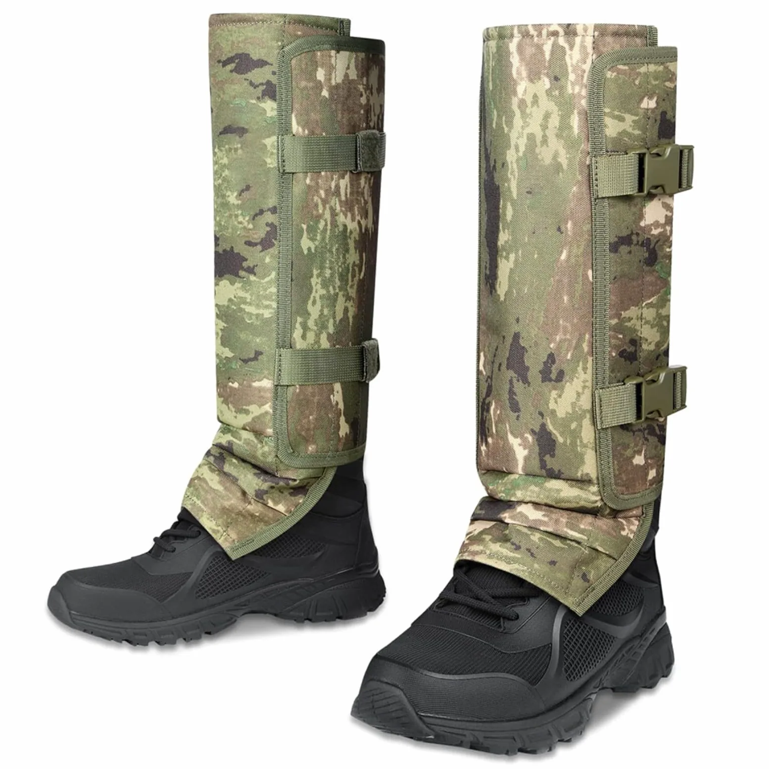 1/2/4 pares de polainas de senderismo al aire libre, con protección Oxford y PP, hebillas ajustables para caza, camping, montañismo, viajes en la selva, verde (4 piezas verdes)