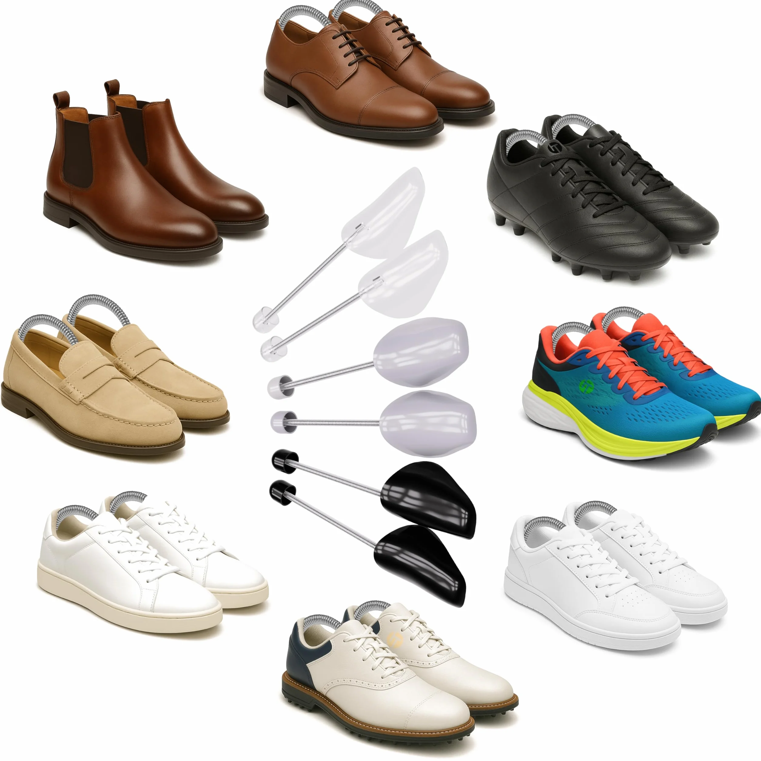 Incutex 5 pares hormas para zapatos talla variable 38-44, hormas de plástico, ensanchadores de zapatos para mujer y hombre, transparente-blanco