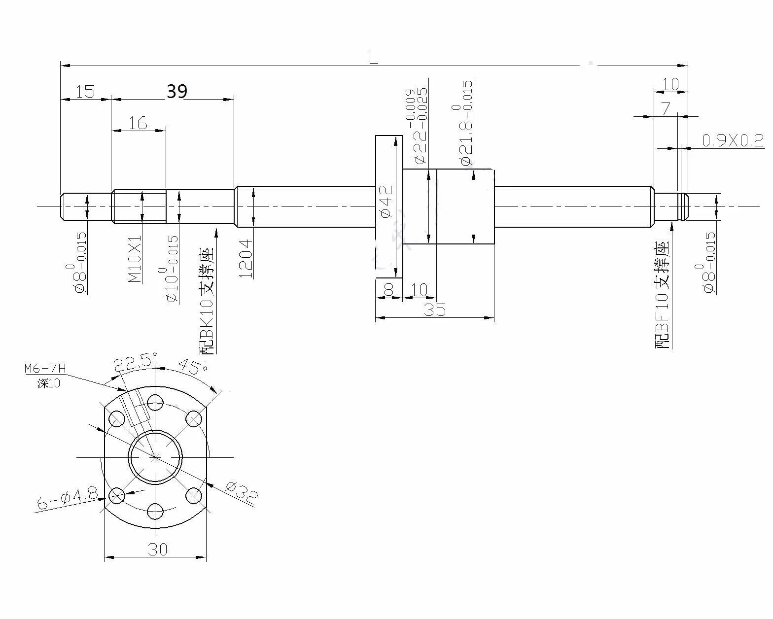 Husillo de bolas SFU1204 300 mm acero inoxidable diámetro 12 mm paso 4 mm para máquinas CNC