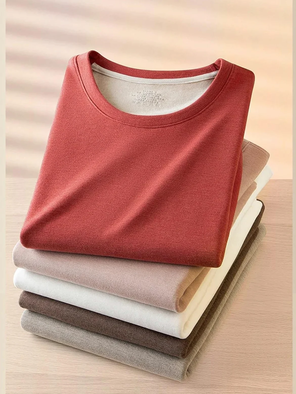 Ropa térmica cálida de Lana Seda for Mujer, Conjuntos Dos Piezas básicos Gruesos con Cuello Redondo for otoño e Invierno para Esquí,Moto