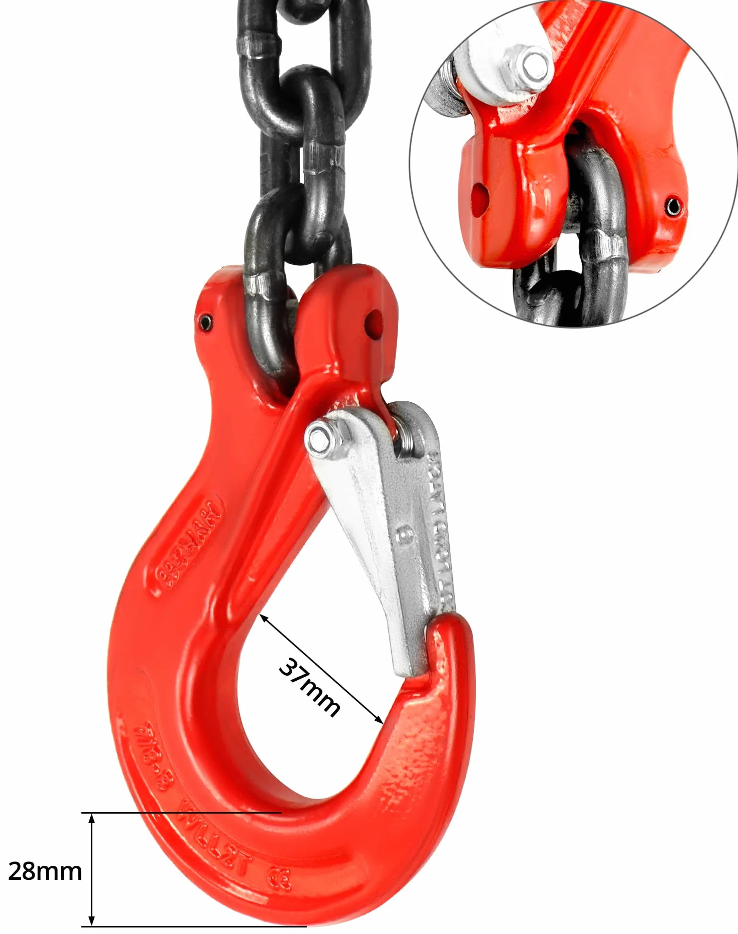 QWORK 3T Cadena de elevación de carga 2 m G80 Acero al manganeso 8 mm