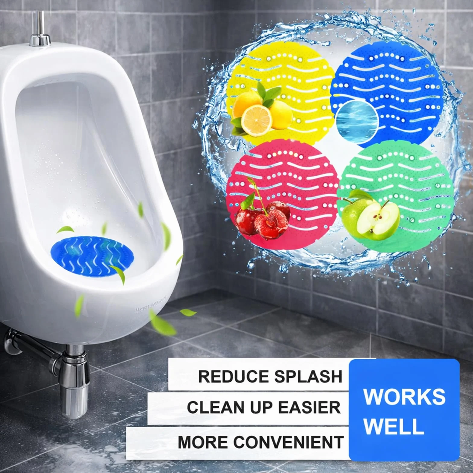 Rejillas Urinario con Fragancia 16 Piezas, Filtro Anti Olor y Anti Salpicaduras, Desodorante WC Universal PVC