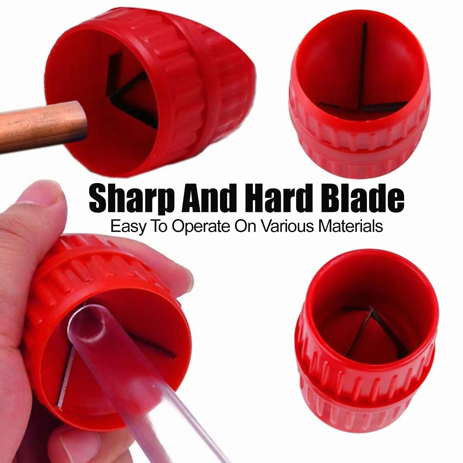 Herramienta de Desbarbado 2 en 1 Escariador Multicapa para Tuberías de Plástico y Cobre 5-38 mm Rojo