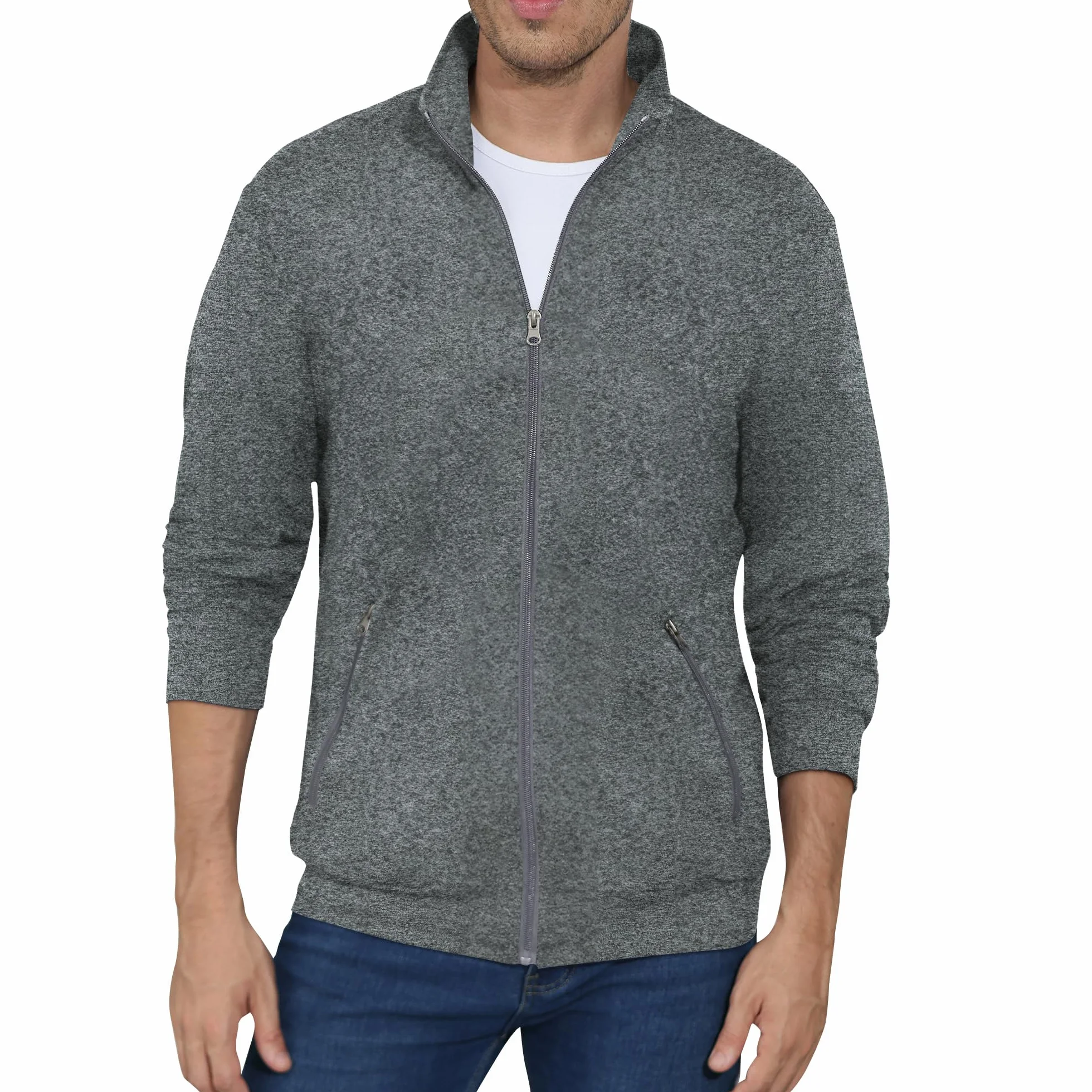 CTU Sudadera para hombre con cremallera completa, elástica, ligera, manga larga