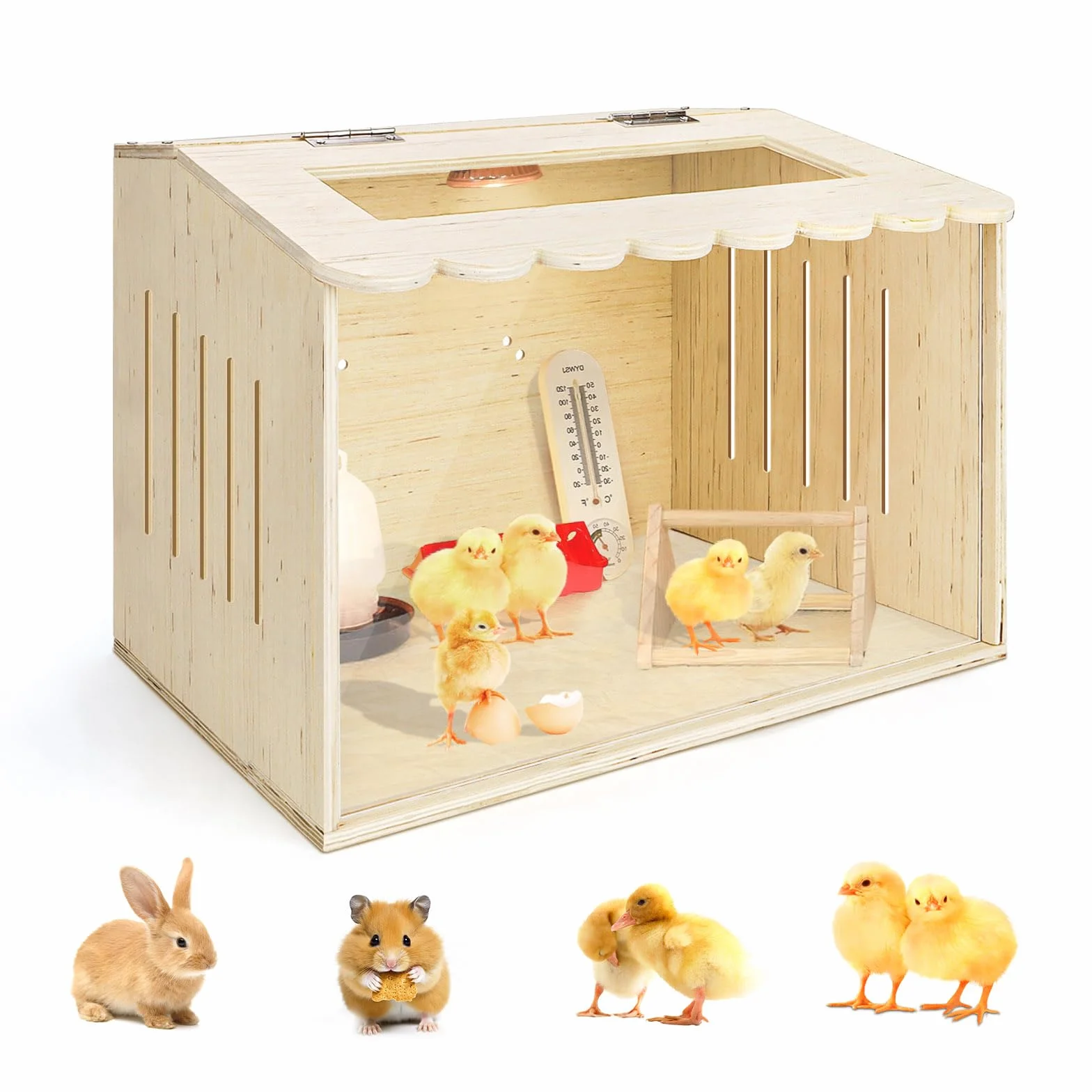 Jaula de codorniz de madera para hámsters, patitos, erizos, lagartos, gallinero (40 x 30 x 30 cm)
