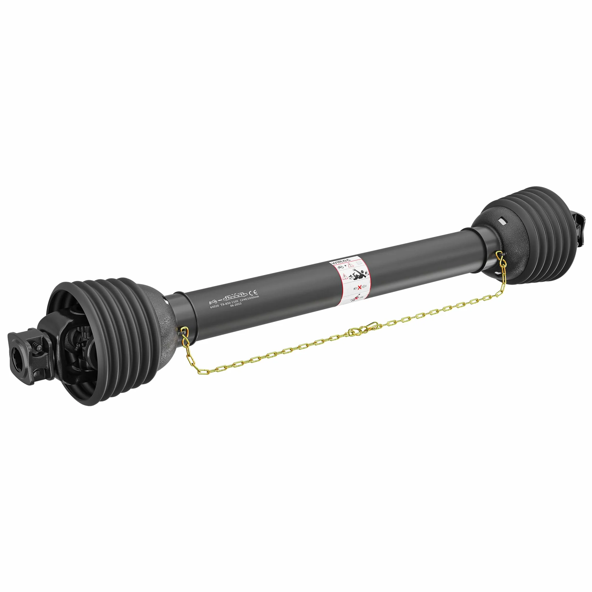 WilTec Toma de Fuerza T8 Eje transmisión cardán 850-935mm 1240Nm 540rpm PTO 110kW 2x1 3/8" 6 dientes