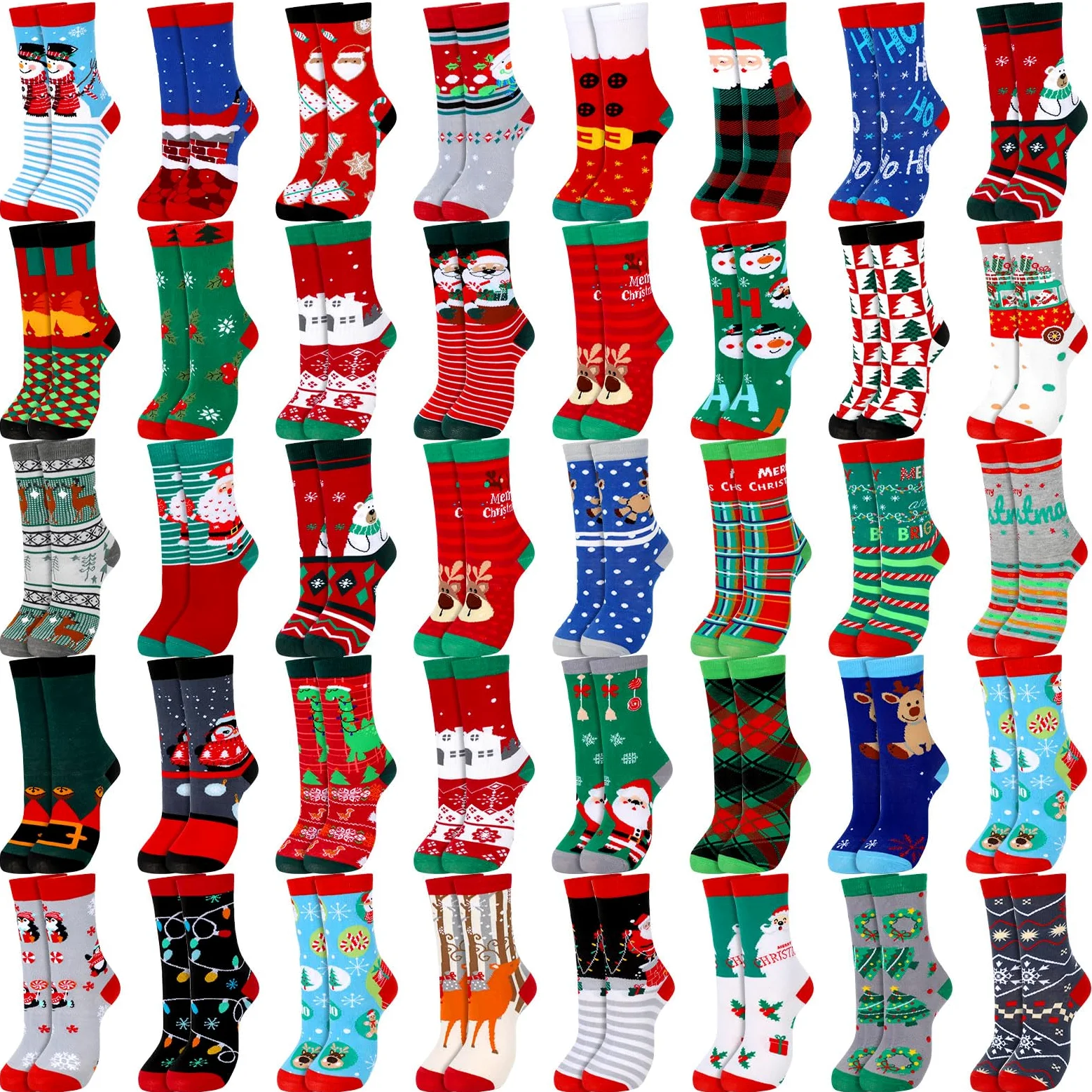 Jeyiour 36 calcetines de Navidad para mujer, calcetines de algodón de punto suave para hombre y mujer, novedosos calcetines de Navidad de algodón divertidos