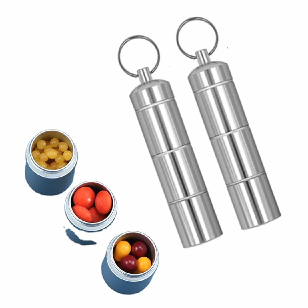 Pastillero para llaves 3 compartimentos impermeable aluminio 2 unidades