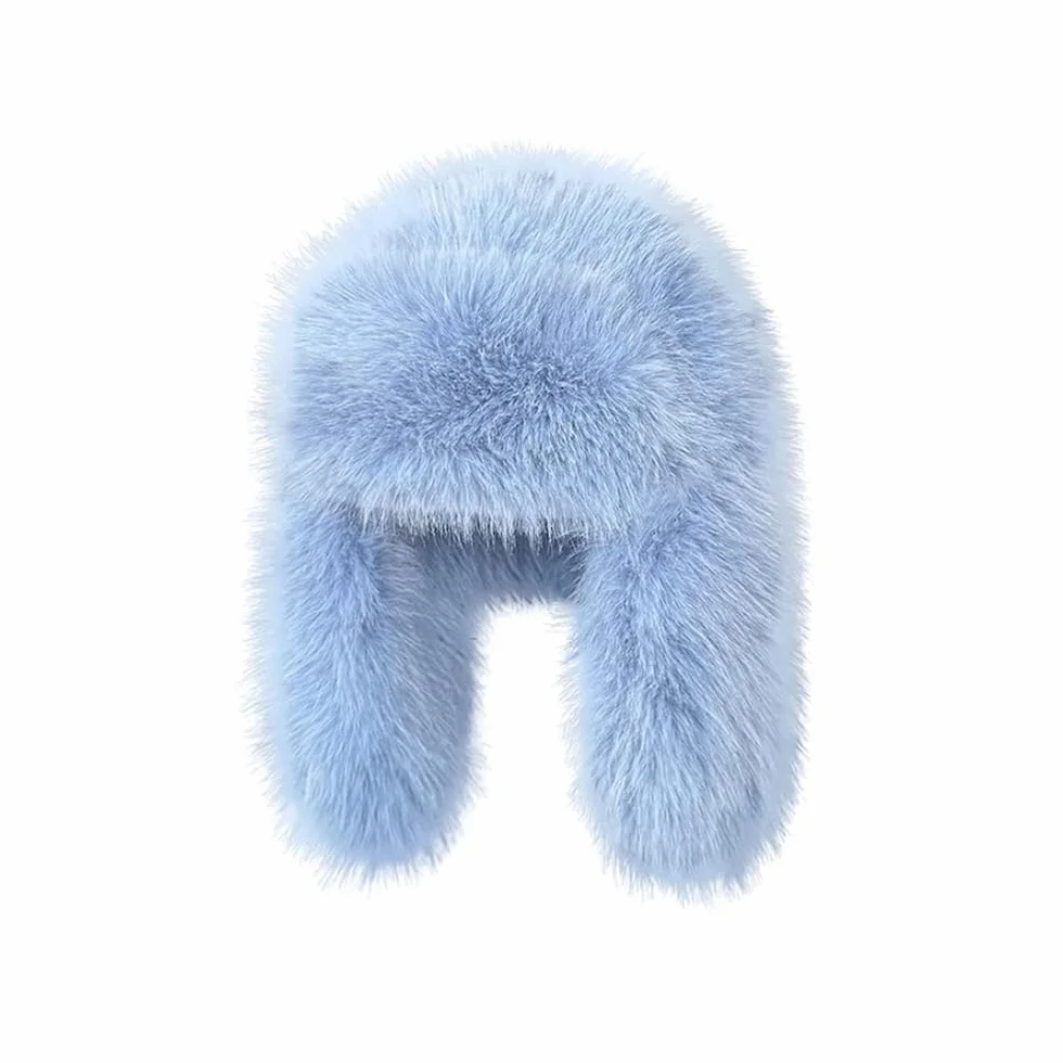 Lujoso sombrero de piel de visón sintético para mujer, sombrero de invierno simple de color puro, sombrero cálido de Ushanka