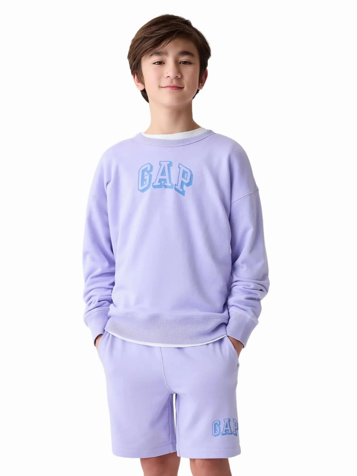 GAP Sudadera de cuello redondo con logotipo para niños y niñas