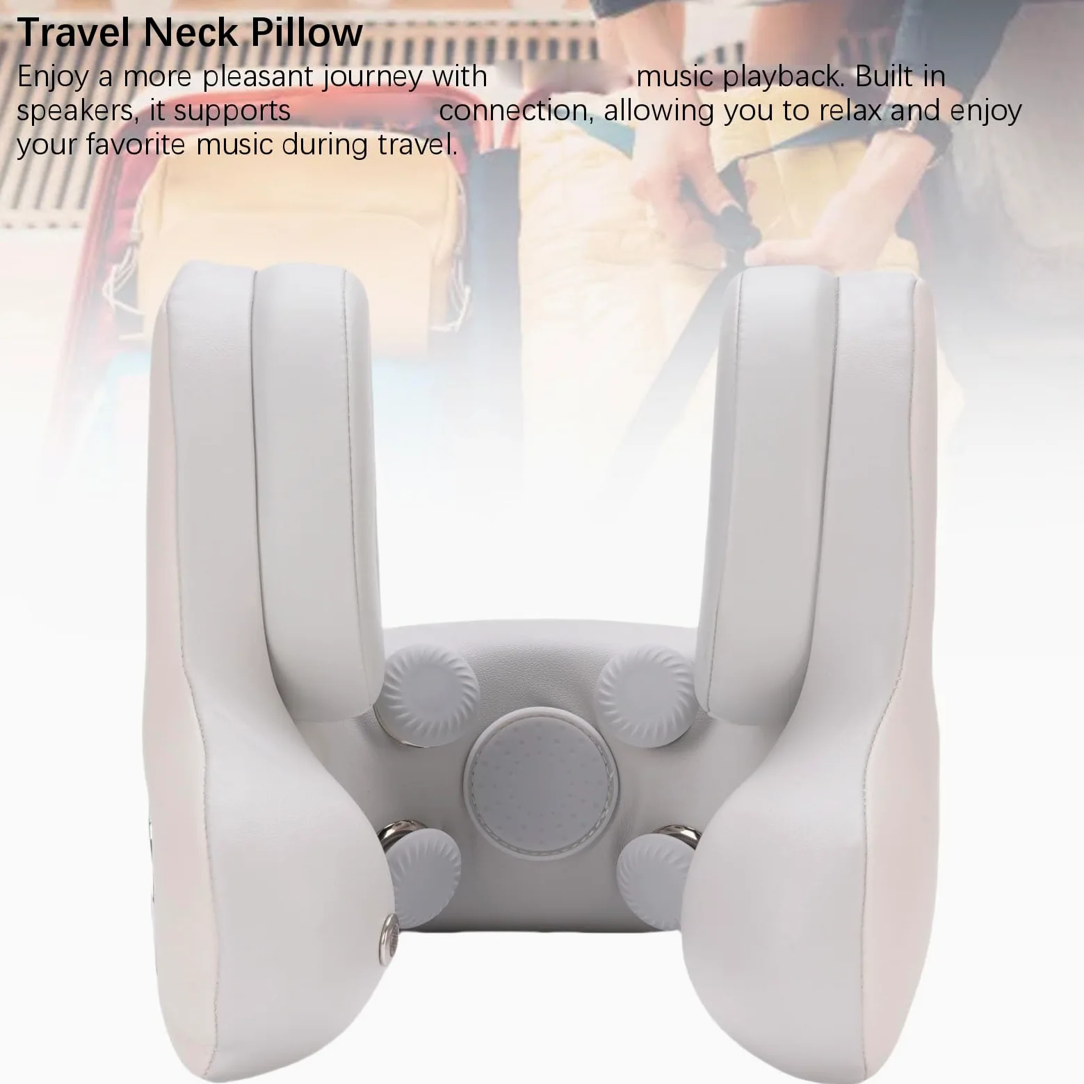 Fabater Almohada de Viaje para el Cuello en Forma de U con Bluetooth y Cancelación de Ruido Calefacción para Vuelos y Viajes por Carretera Cómodos Cuero 1500 MAh