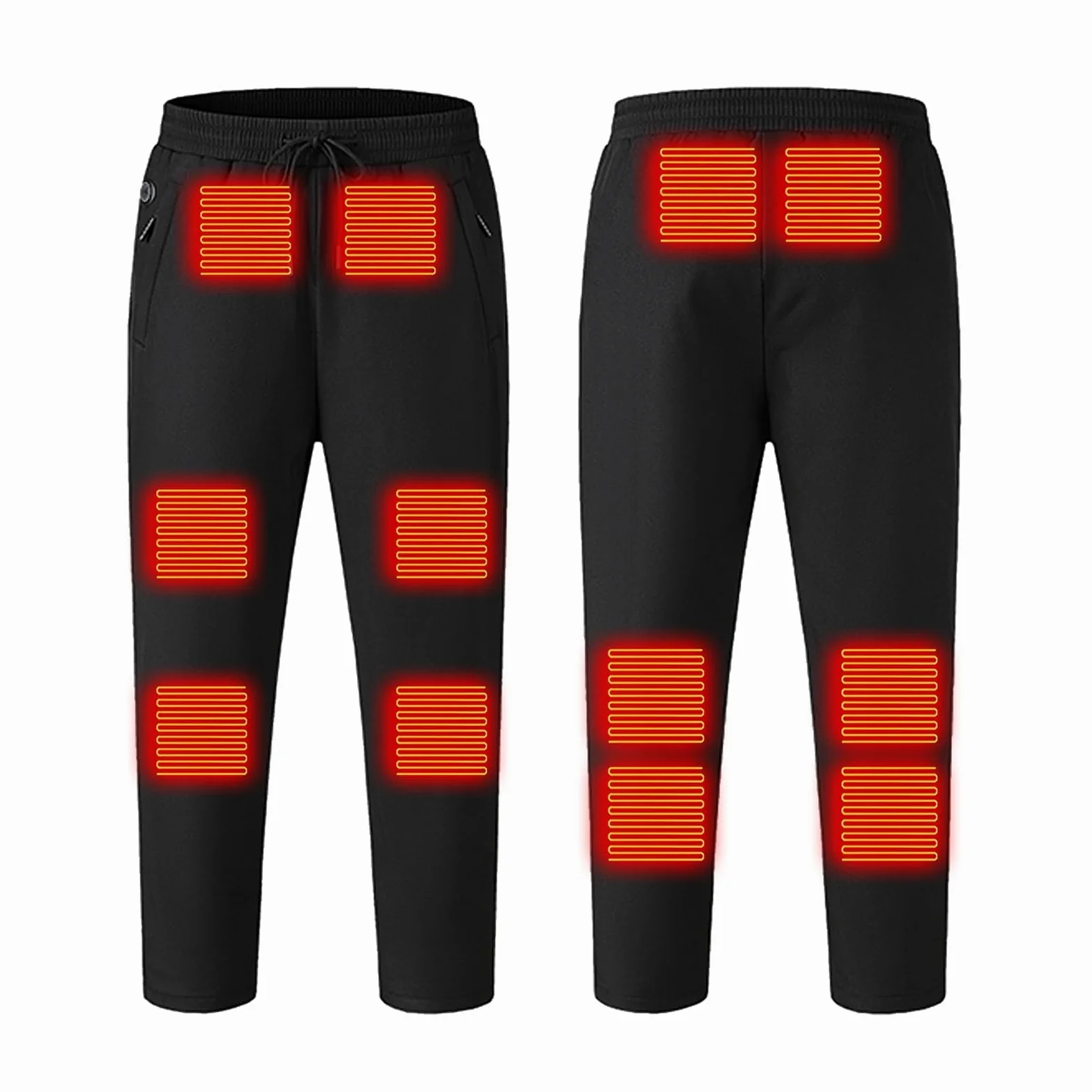 Pantalones térmicos para hombre, pantalones de calefacción recargables, para caza, invierno, nieve, ropa con calefacción, forro polar, camuflaje, A-Negro, Medium