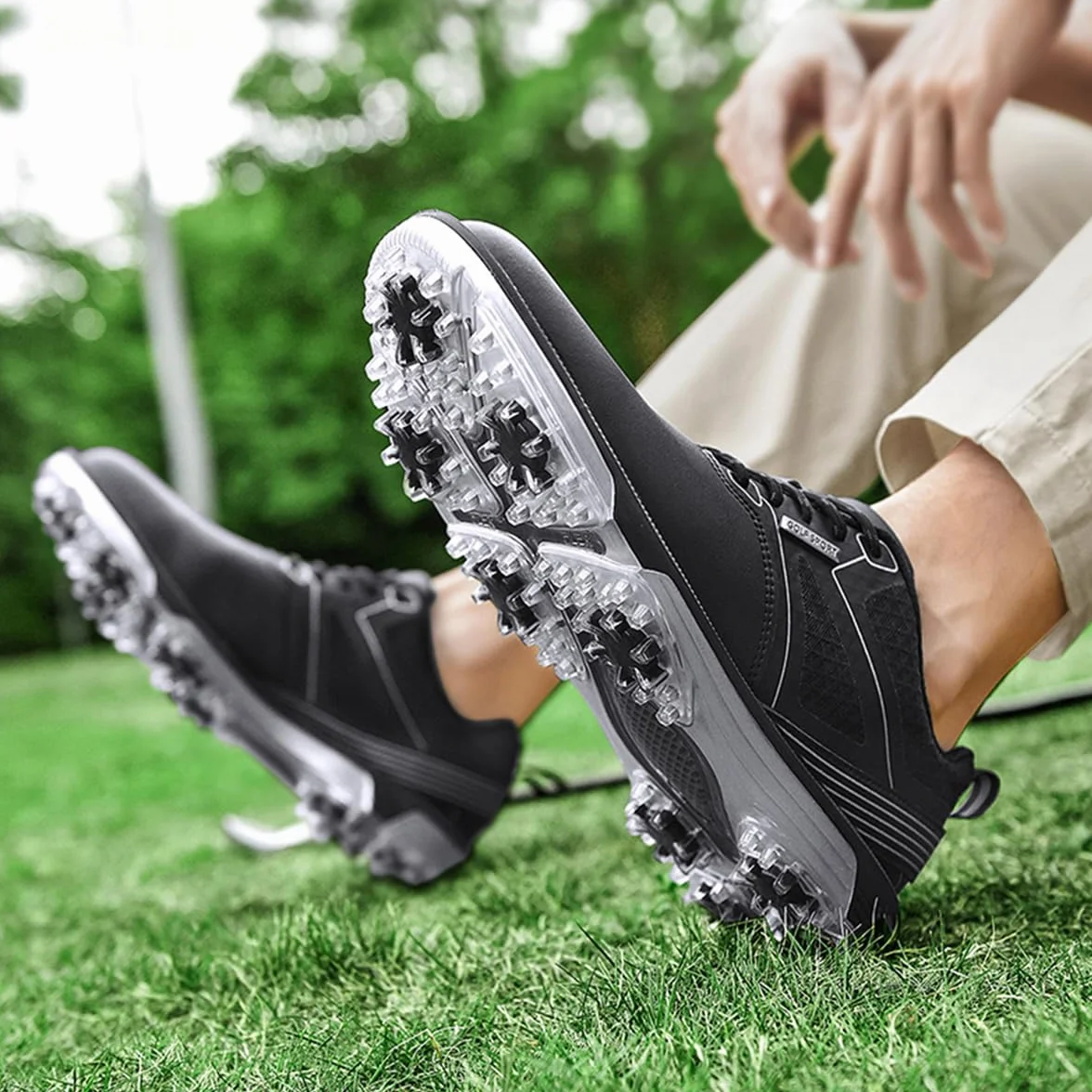 ULTIANT Zapatos de Golf para Hombre, Impermeables, Transpirables, Cordones, Zapatos de Entrenamiento