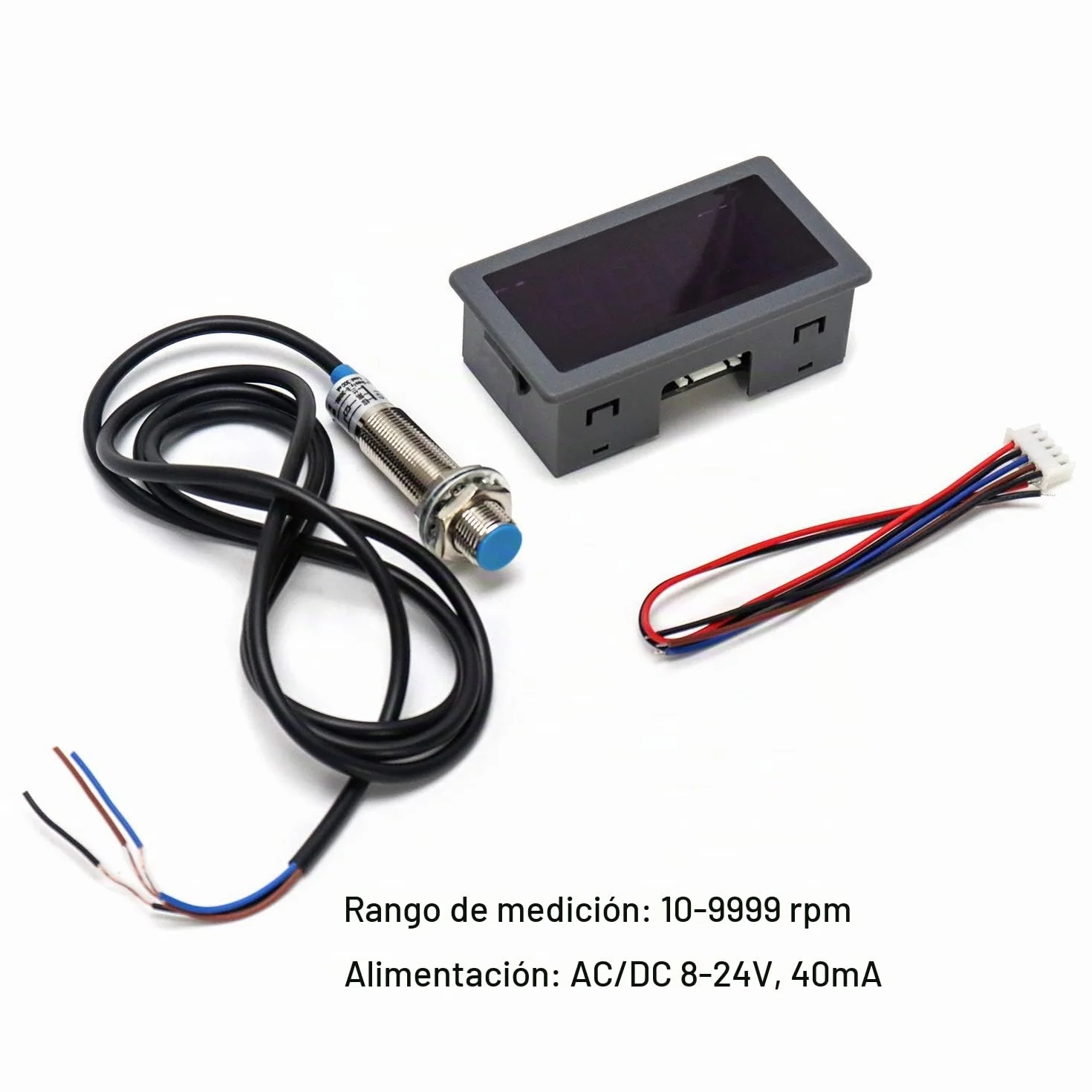 QWORK LED Tacómetro de Panel 4 Dígitos Medidor de Velocidad RPM Alta Precisión Sensor Hall NPN