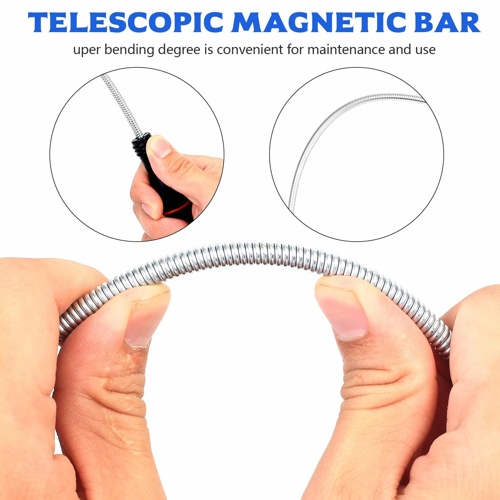 Barra magnética telescópica extra fuerte, imán de varilla flexible para taller