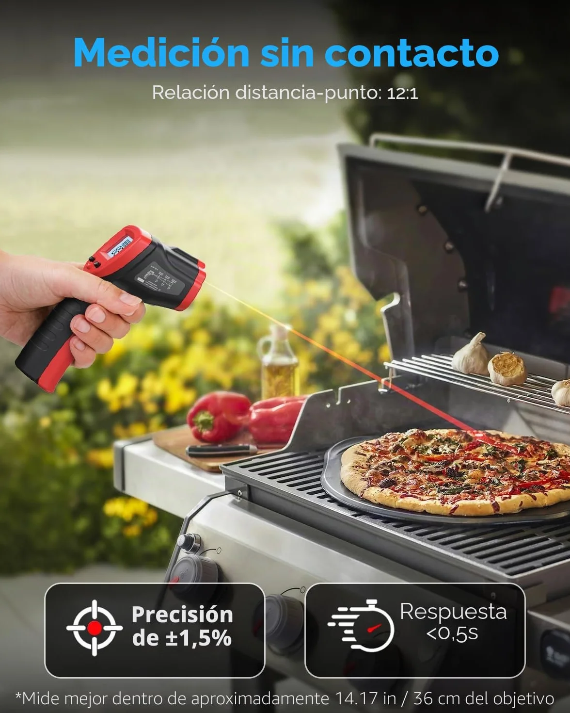 Termómetro infrarrojo Wintact -50°C a 590°C pistola láser temperatura sin contacto para cocinar