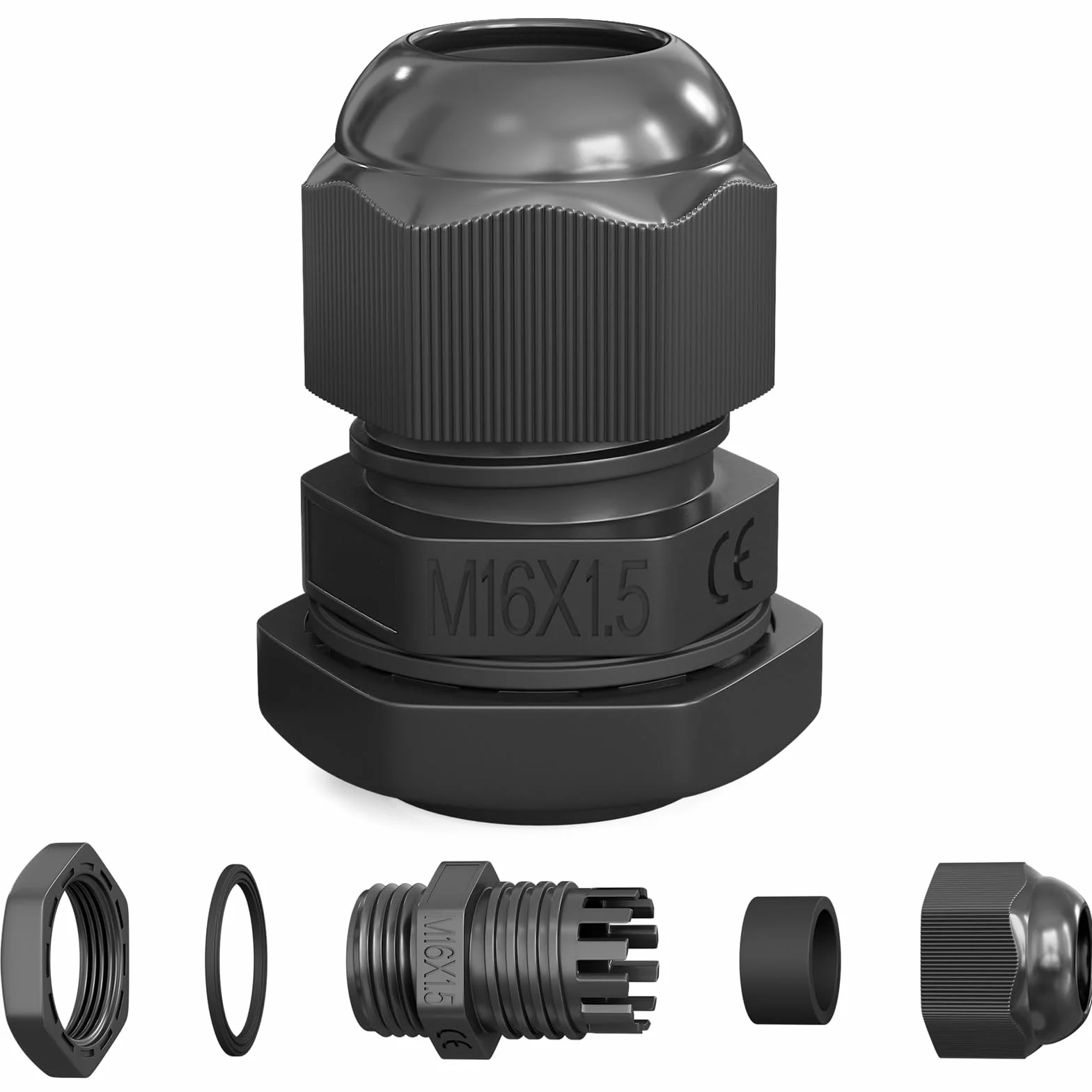 Prensaestopa M16 4-8 mm IP68 Impermeable Resistente al Polvo Resistente a UV Retardante de Llama Negro