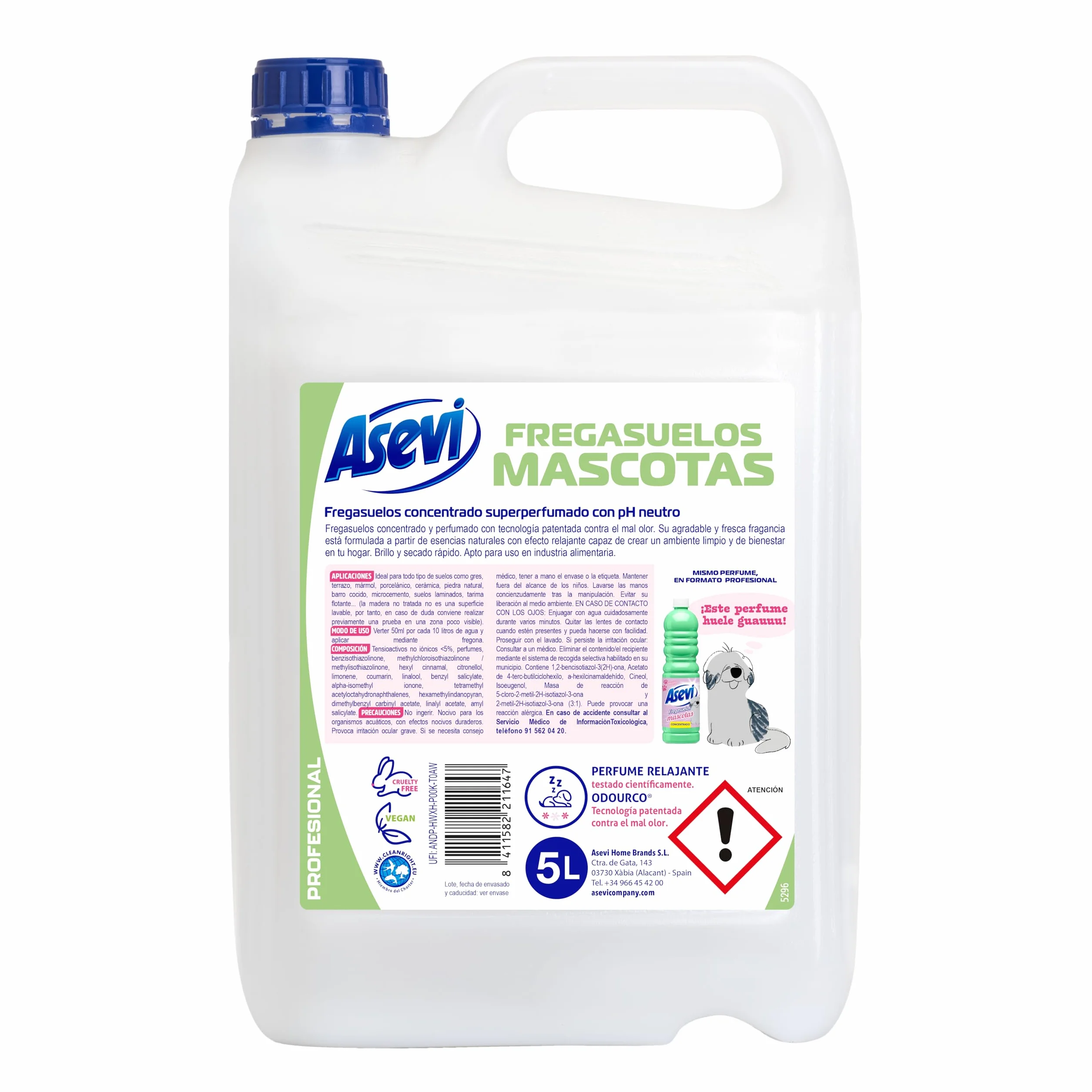Asevi Fregasuelos Mascotas Concentrado 5 Litros pH Neutro