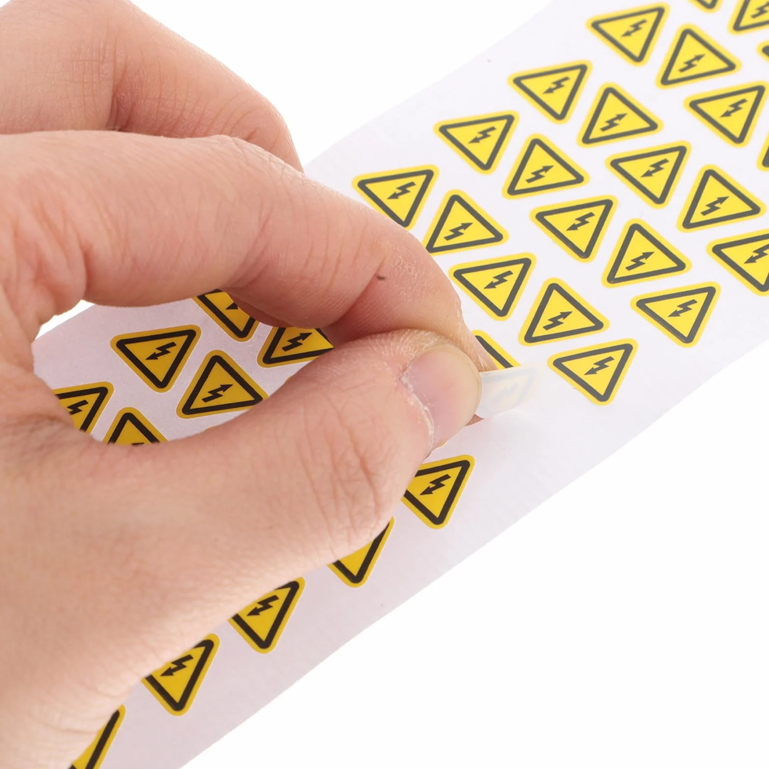 Pegatinas de Advertencia de Seguridad Eléctricas Triangulares Amarillas PVC Paquete de 3