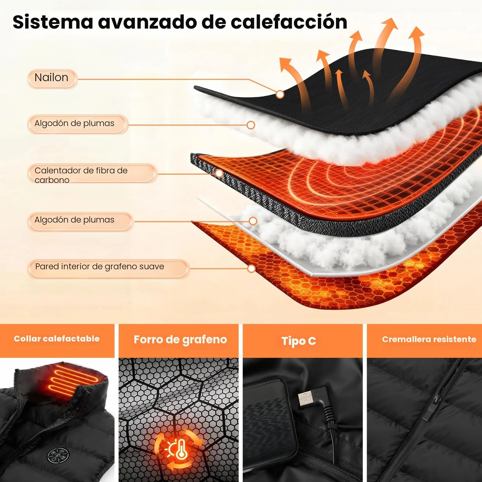 Chaleco Calefactable Hombre Mujer, Chaqueta Calefactable con 20000mAh Bateria, Chalecos Calefactables con 9 Zonas de Calefacción para Exteriores, Ropa Calefactables Para el Invierno (L)