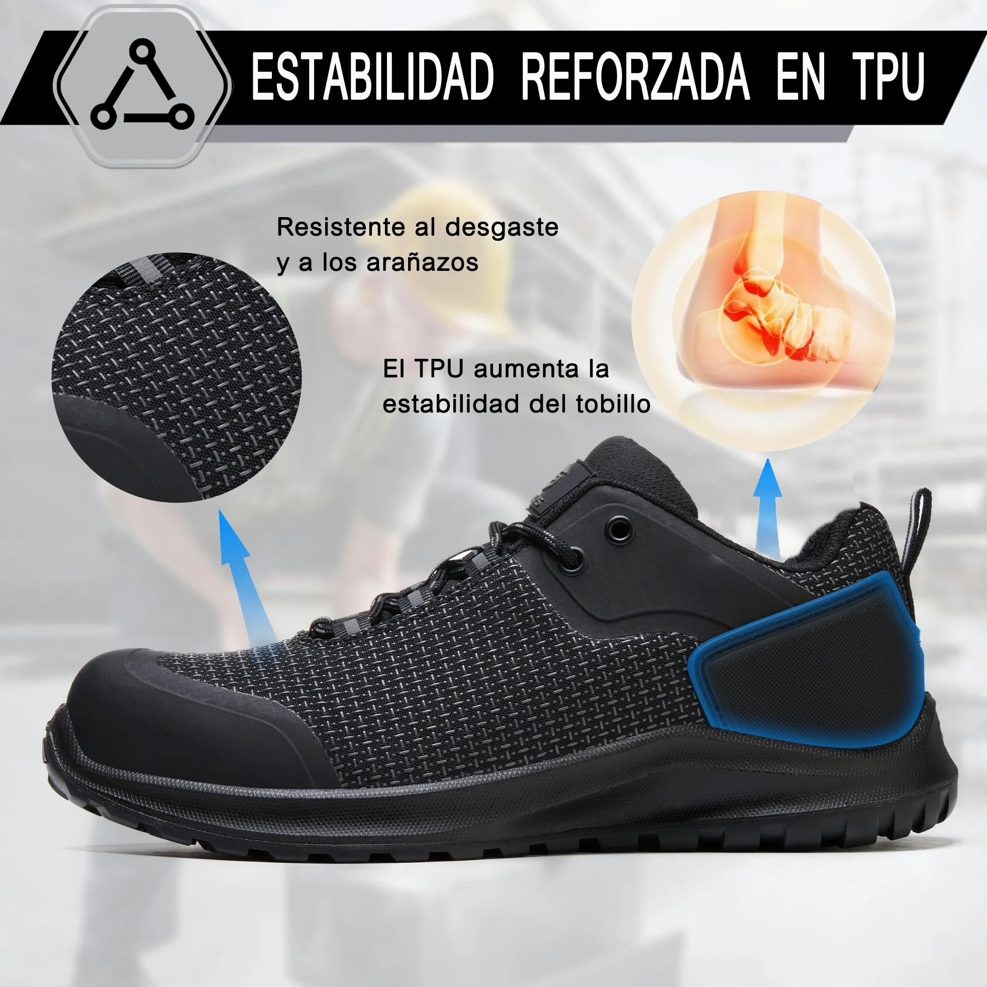 Zapatos de Seguridad para Hombre Mujer S3 ESD Calzado de Seguridad SRC FO | Antideslizante Zapatillas Trabajo Impermeables Zapatos de Trabajo sin Metal Resistente al Calor