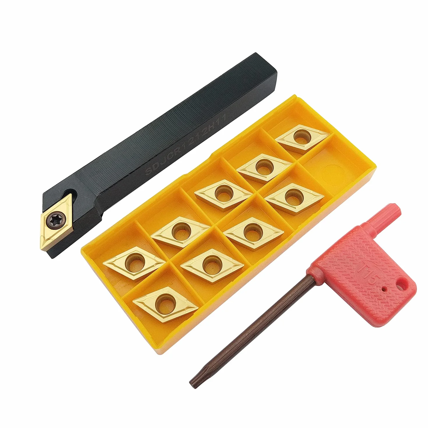 Soporte para herramientas de torneado CNC SDJCR1212H11 con insertos DCMT32.51 DCMT11T304 y llave T15