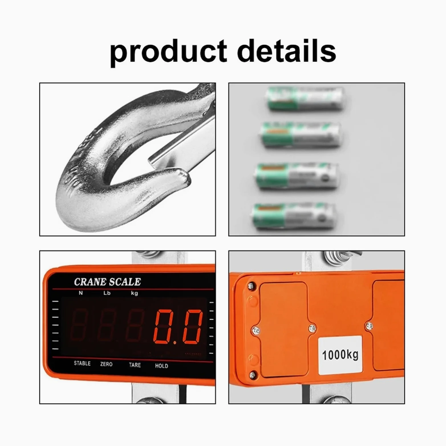 Escala colgante, 1000kg1T Báscula digital industrial colgante para grúa | Incluye pantalla digital legible, diseño portátil y construcción resistente para equipaje, viajes y pesaje portátil.