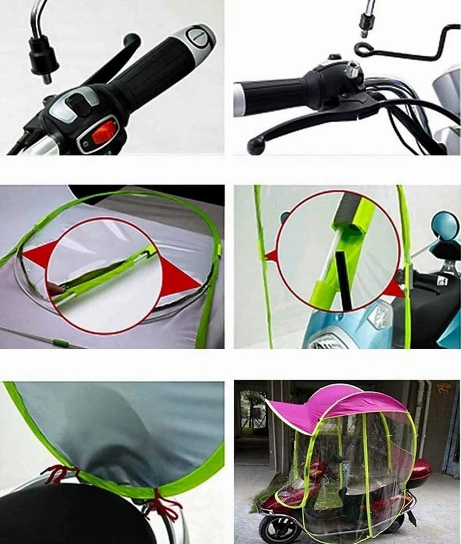 Cubierta Universal para Parasol de Motocicleta eléctrica, Paraguas para Scooter de Motor Completamente Cerrado, Parasol de Movilidad y Cubierta para Lluvia Impermeable (Azul)