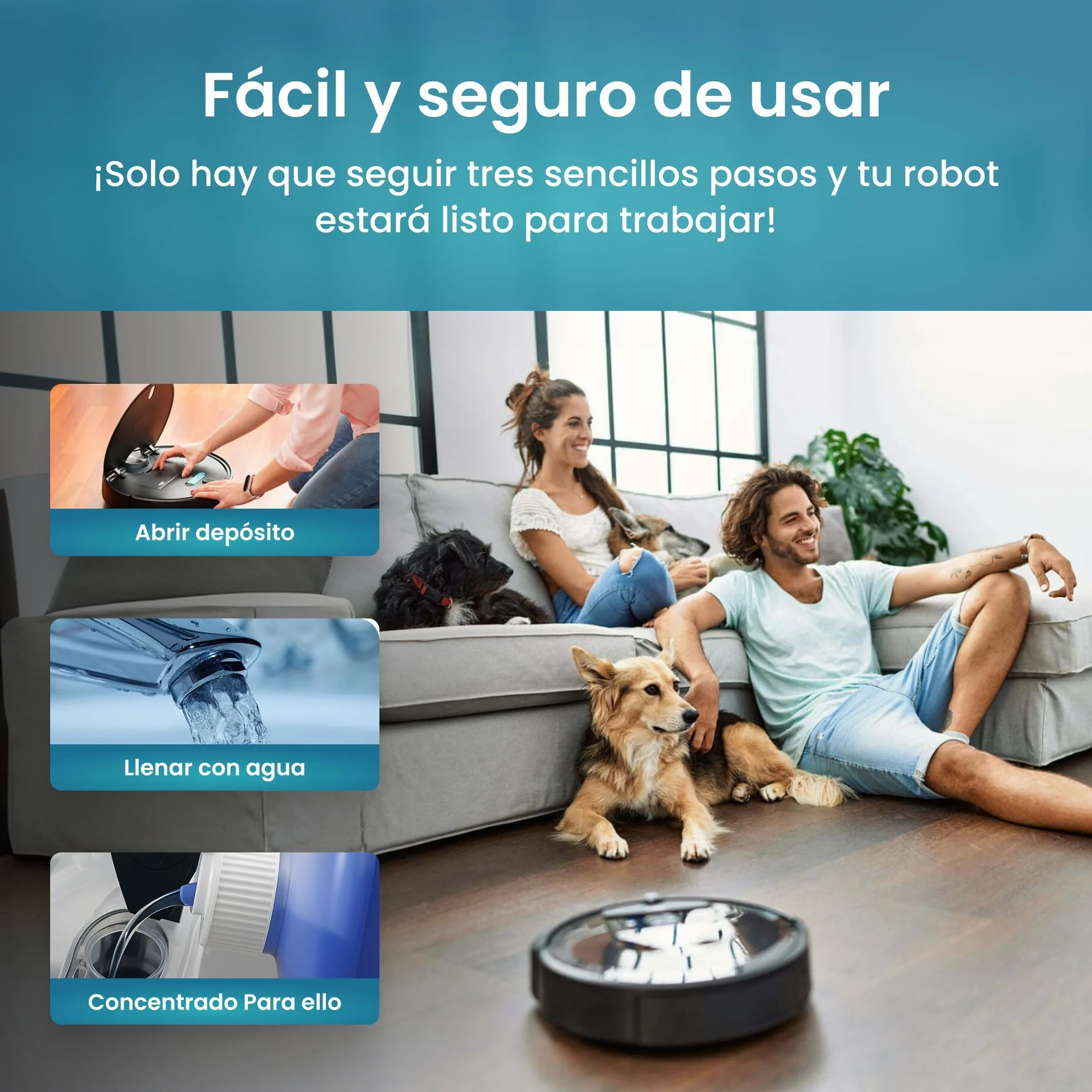 PURIVITA® Detergente Robot Aspirador 1L - Líquido para Robot Friegasuelos - Limpia Suelos para Robots Aspiradores