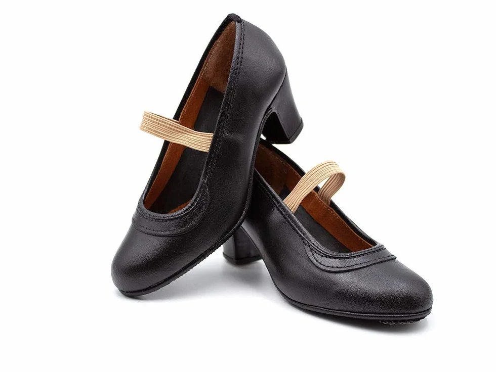 Zapato Profesional de Baile Malaca Piel Cierre Goma elástica Tacón Suela Clavos Niña