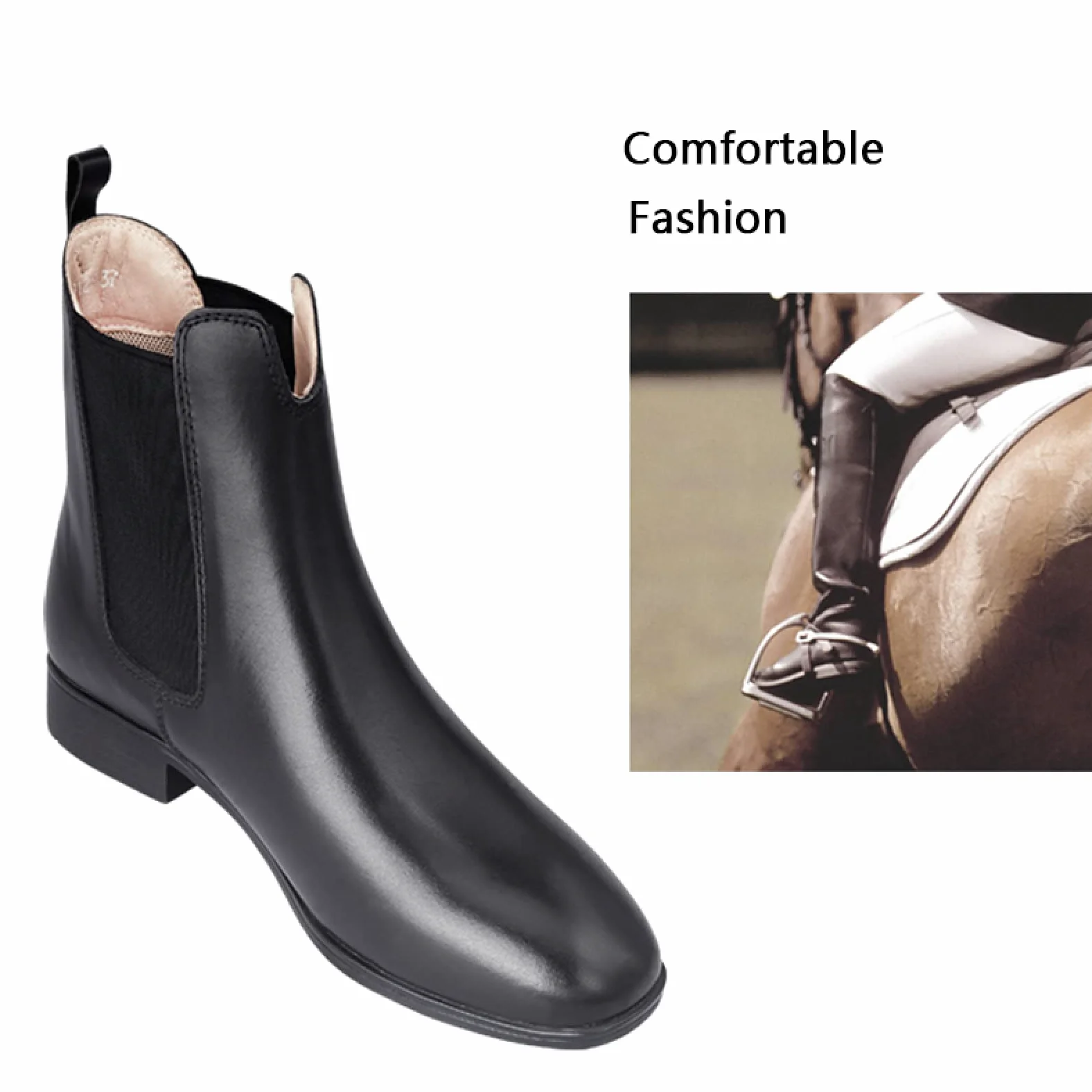 LEBEE Botas de montar a caballo Botas de jogging de piel de vaca Botas de montar,Black-40