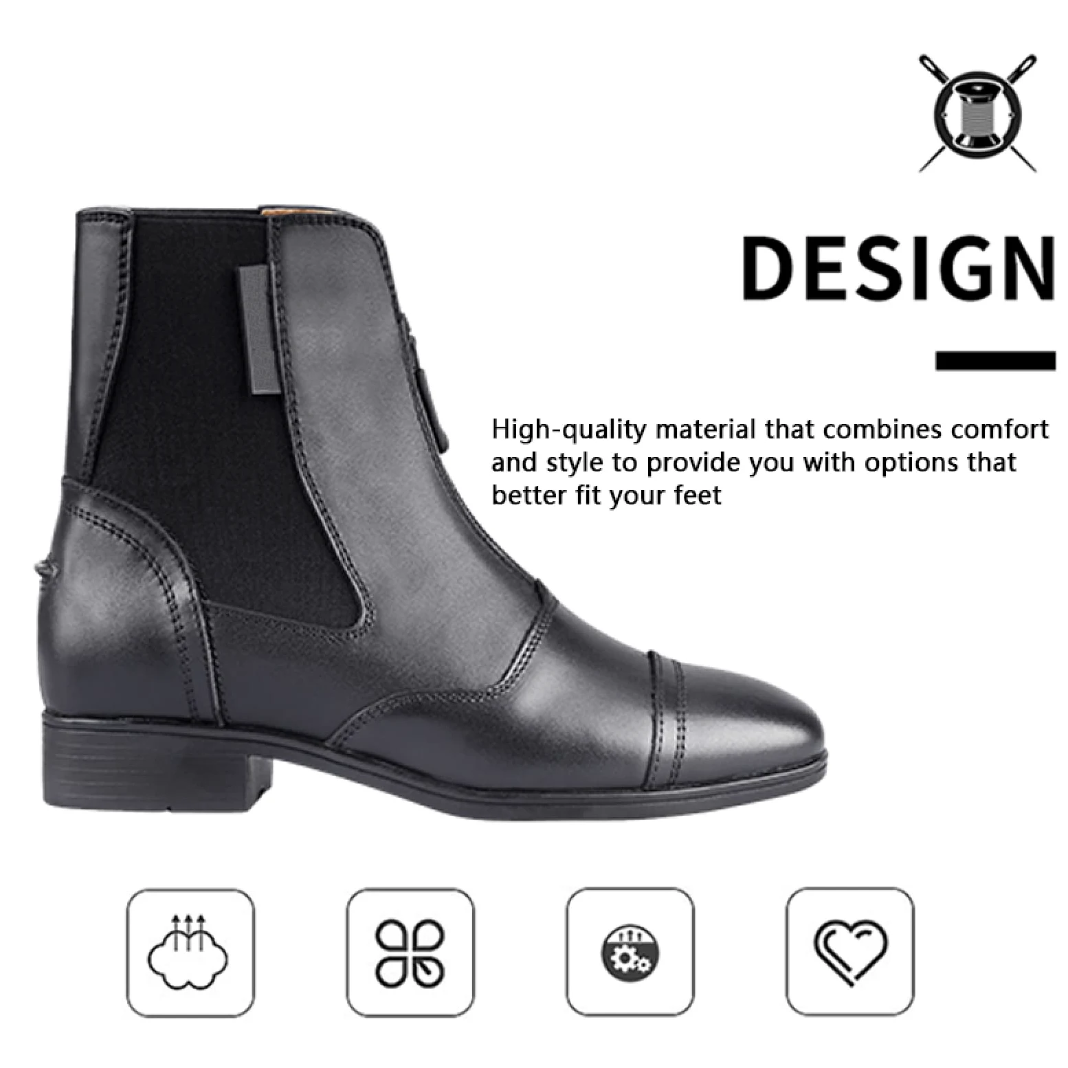 LEBEE Botas de equitacion Botas Cortas ecuestres con Cremallera Frontal Botas de Montar Hombres y Mujeres con los mismos Suministros ecuestres,Black-40
