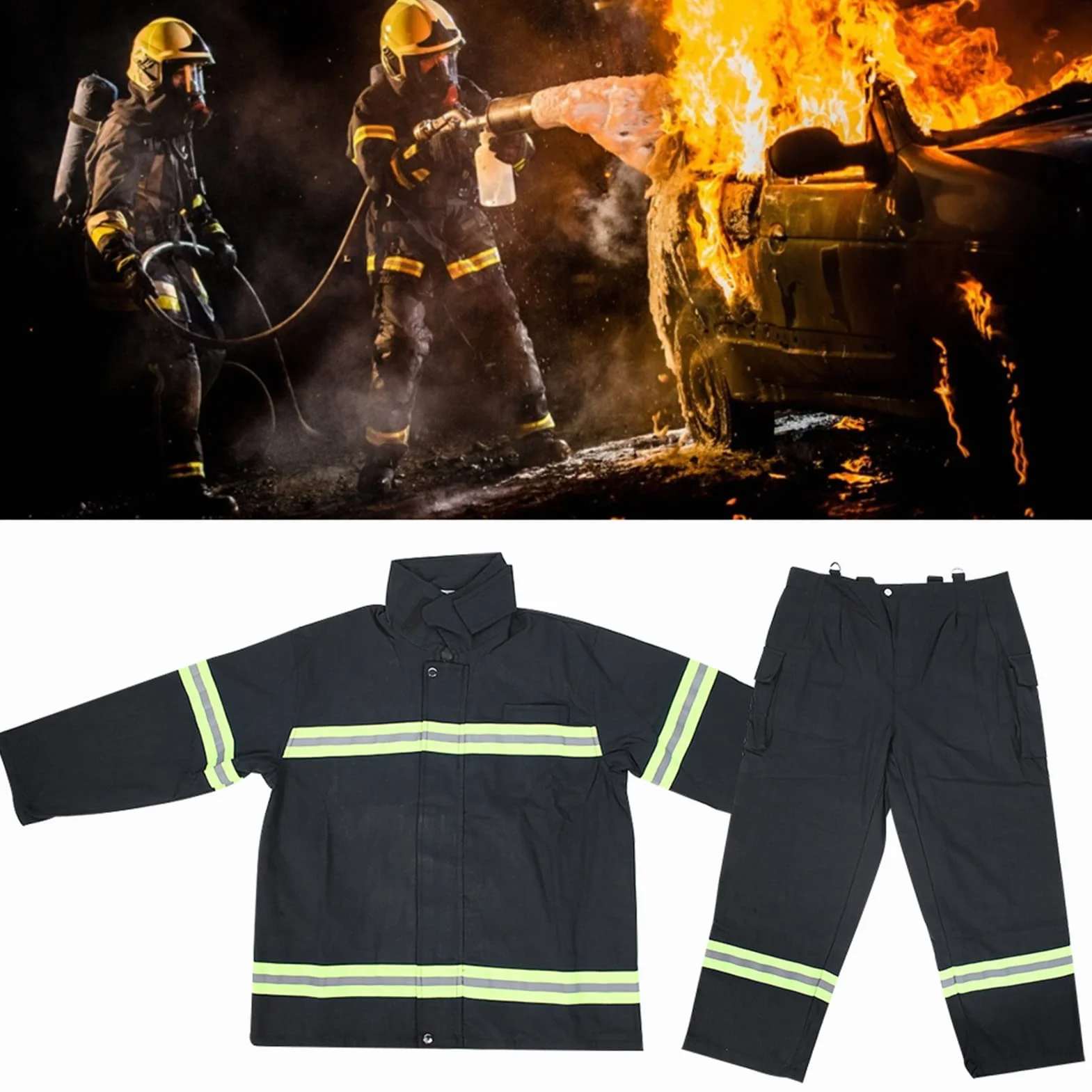 KIMISS Ropa Ignífuga Bomberos Prueba de Calor Protección Gsm Abridor Puerta Interruptor Relé Ignífugo Abrigo Reflectante Pantalones XL