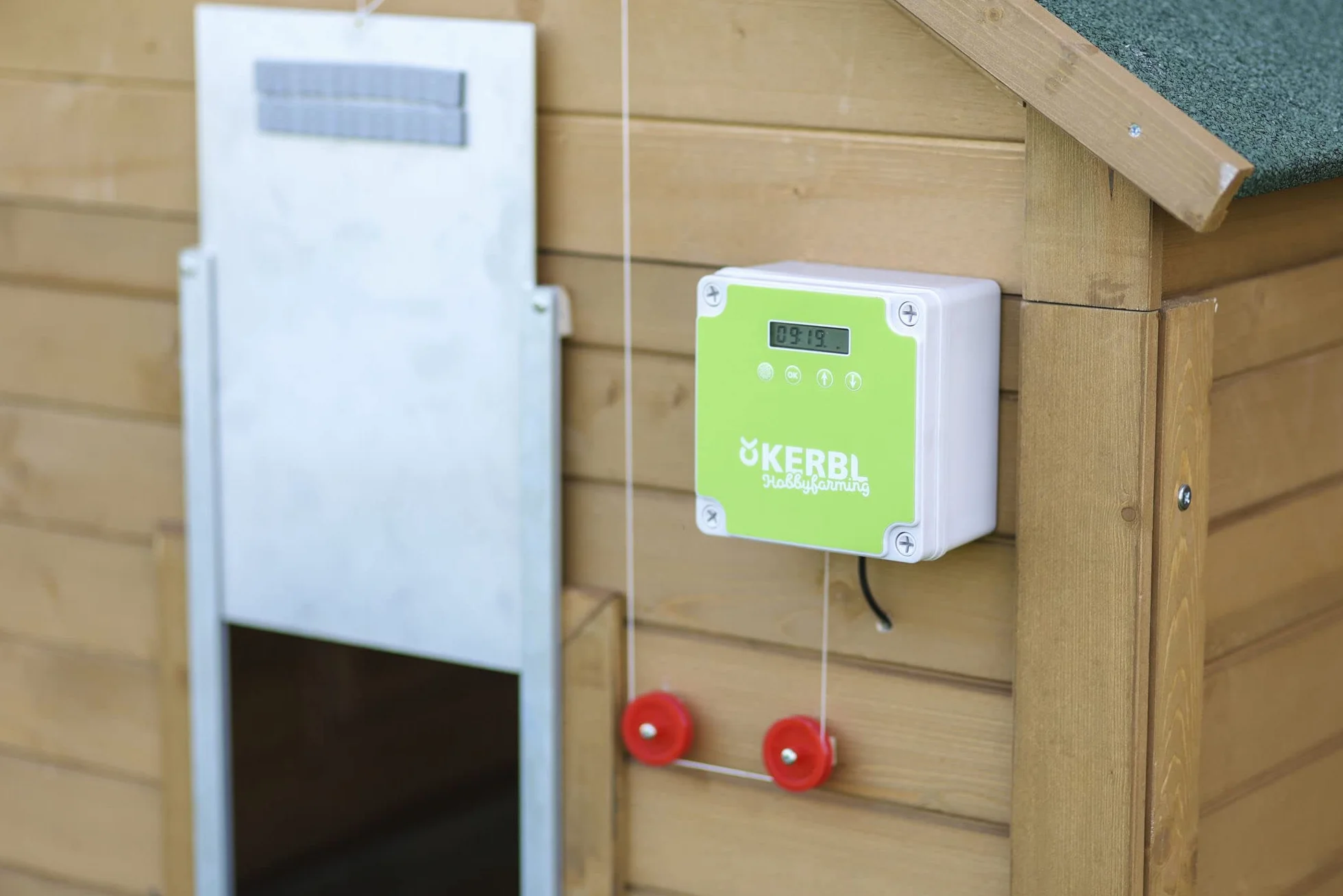 Kerbl Hobbyfarming Control automático para Puerta de gallinas, Control de trampilla, plástico, Sensor de luz