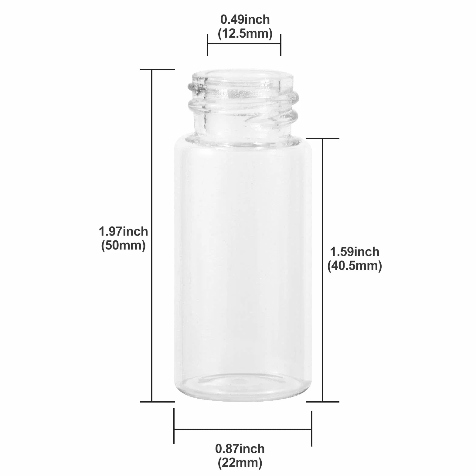 Viales de Vidrio Transparentes 10 ml con Tapón de Rosca y Tapa Interior de Plástico, 50 Unidades