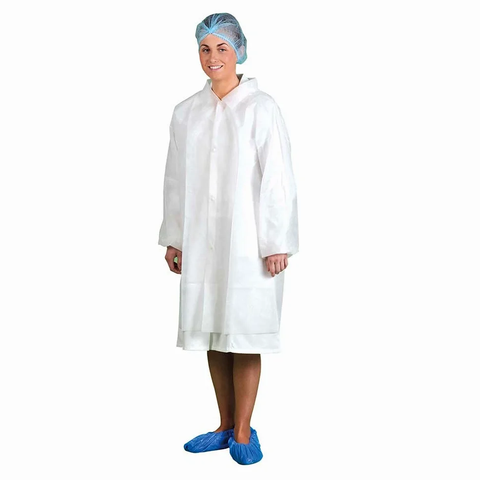 Portwest Bata De Pp Para Visitas, Tamaño: XL, Color: Blanco, D118WHRXL