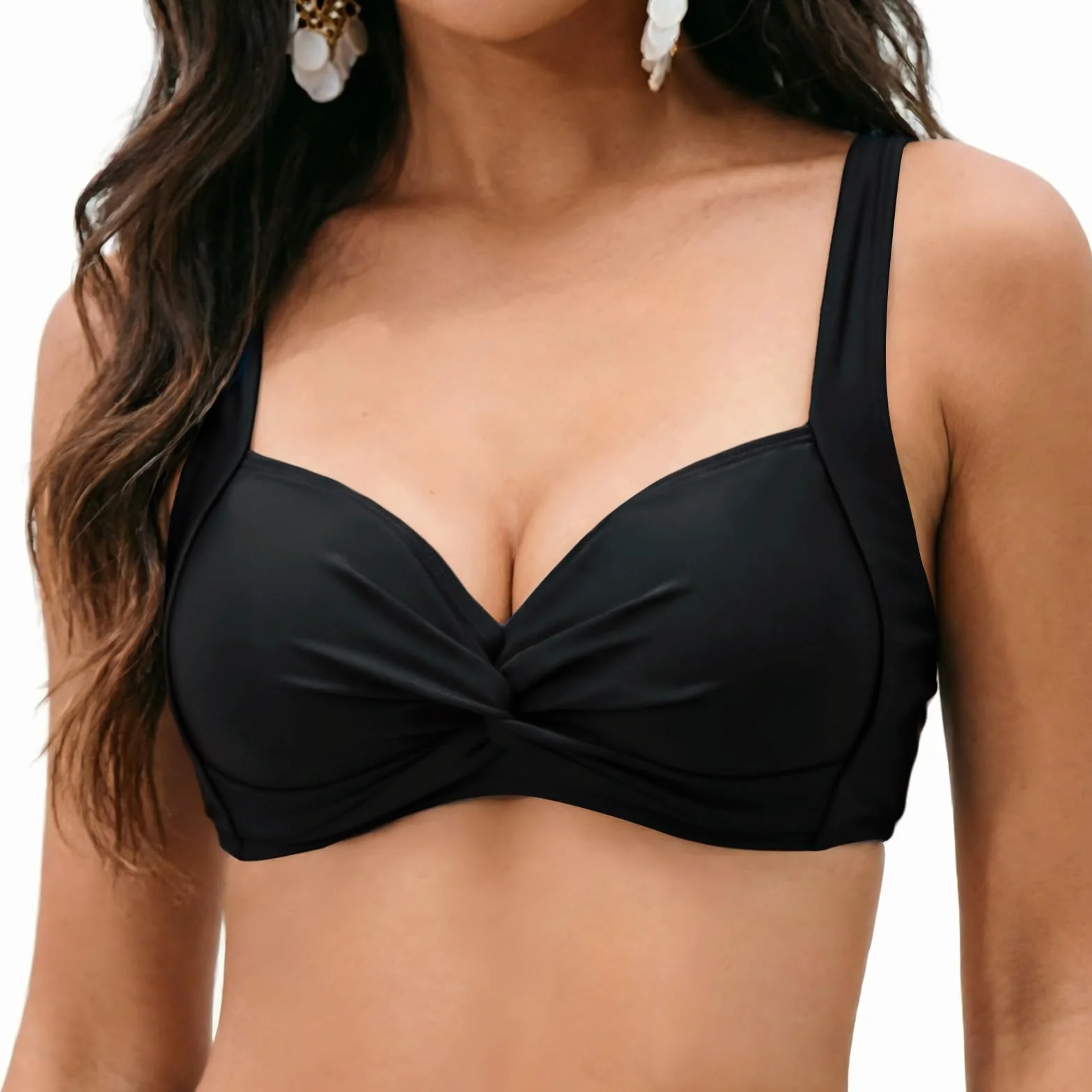 Top de Bikini Push Up para Mujer Traje de Baño Corte con Torsión Clásico Retro