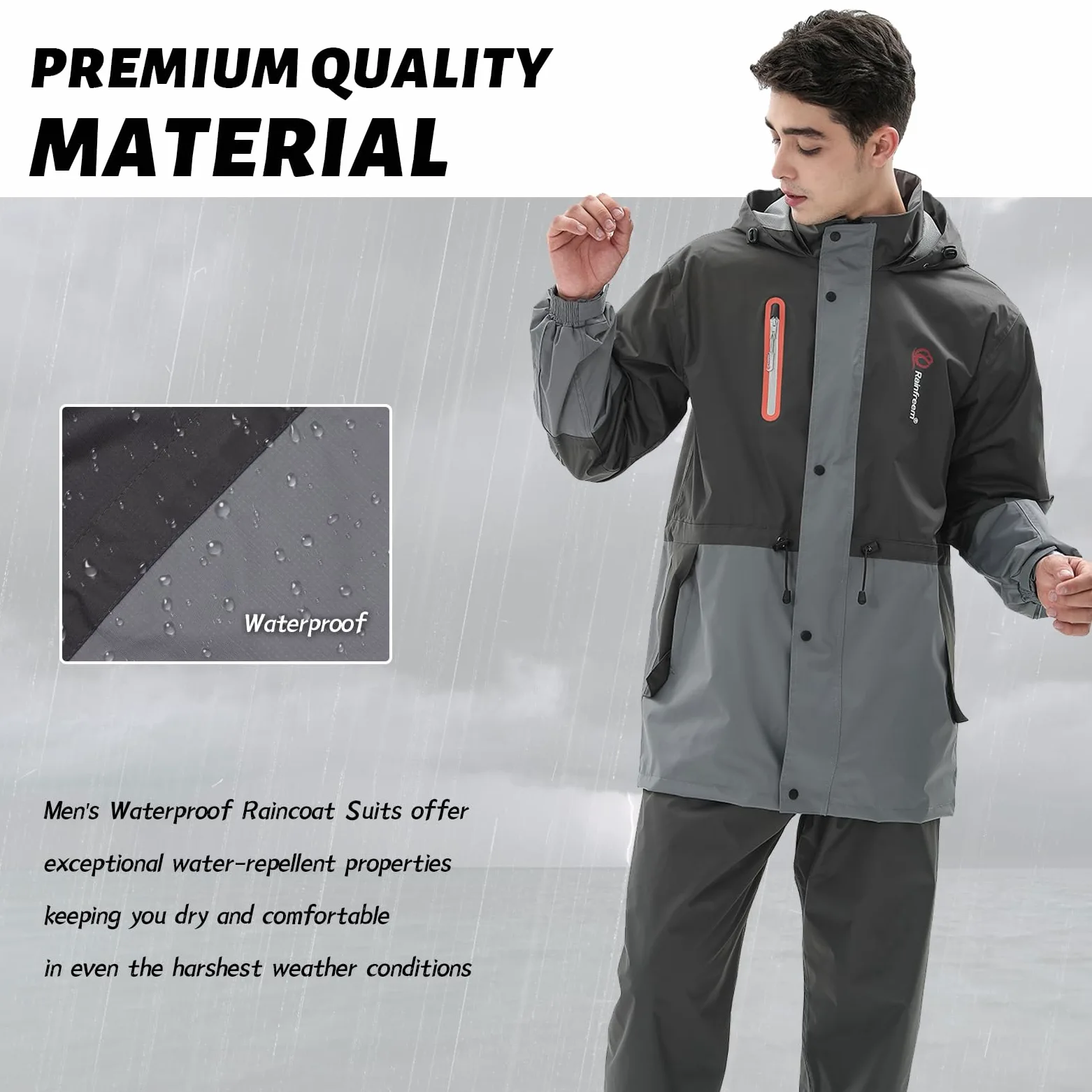 Trajes de Impermeable para Hombre Monos Impermeables al Aire Libre Conjunto de Trajes de Lluvia Transpirables Impermeable de Ciclismo Unisex Ropa de lluvia con Capucha