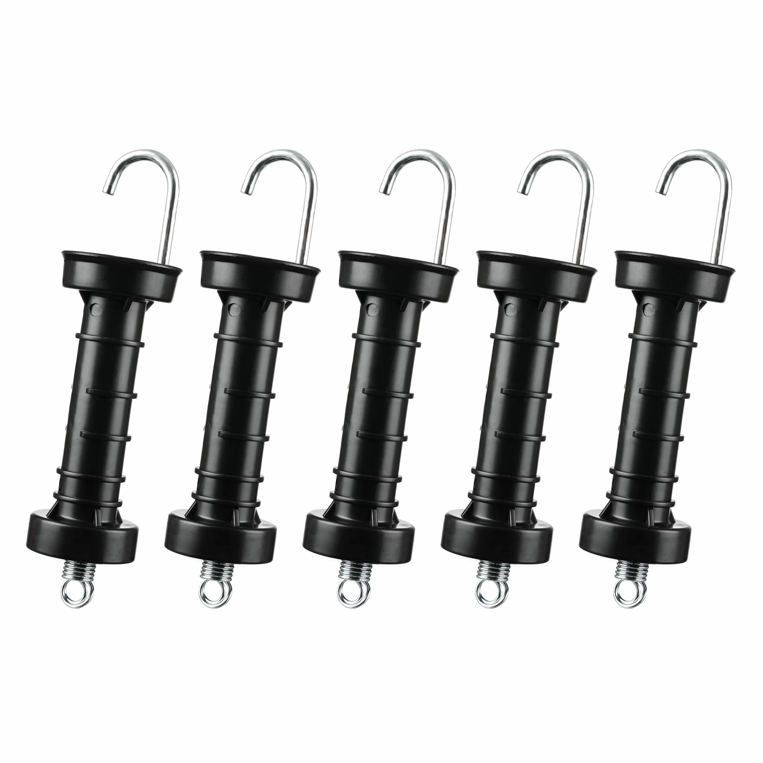 Manijas para Puerta de Valla Eléctrica Negras, Manija Aislada de Plástico Heavy Duty con Gancho Recto Galvanizado