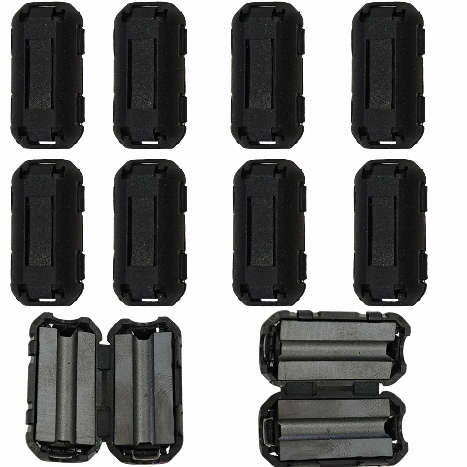 Núcleo de Anillo de Ferrita Negro, 10 Piezas, Clip de Cable Supresor de Ruido para USB, Vídeo