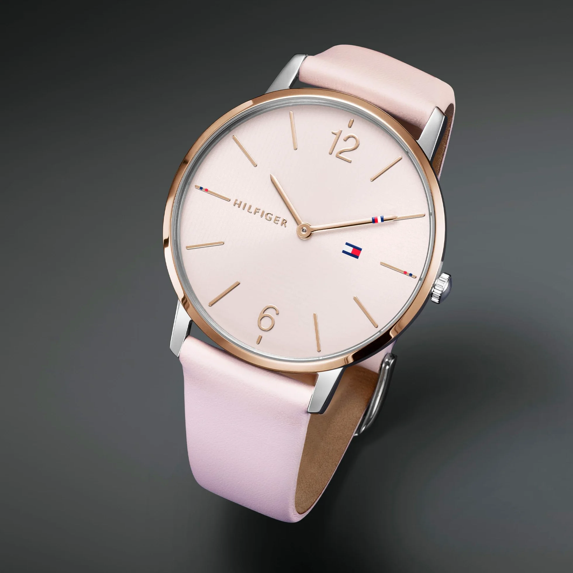 Tommy Hilfiger Reloj Analógico de Cuarzo para Mujer con Correa de Malla de Acero Inoxidable Plateada o Correa de Cuero Rosa