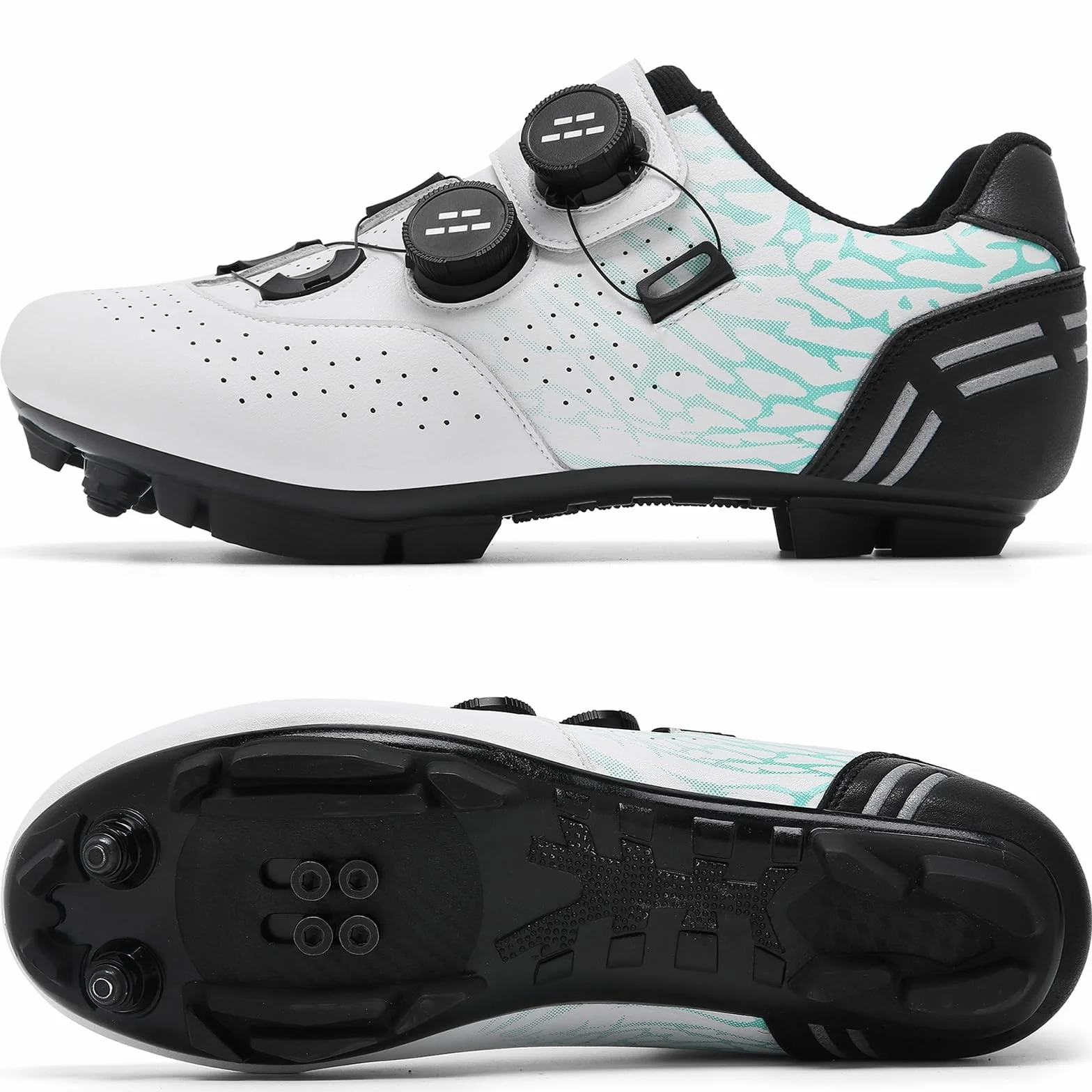 SDEQA Zapatilla de MTB Hombre, Zapatos Bicicleta de Montaña Compatible con SPD Pedales de 2 Tornillos con Calas Zapatilla de Ciclismo Unisex Adulto