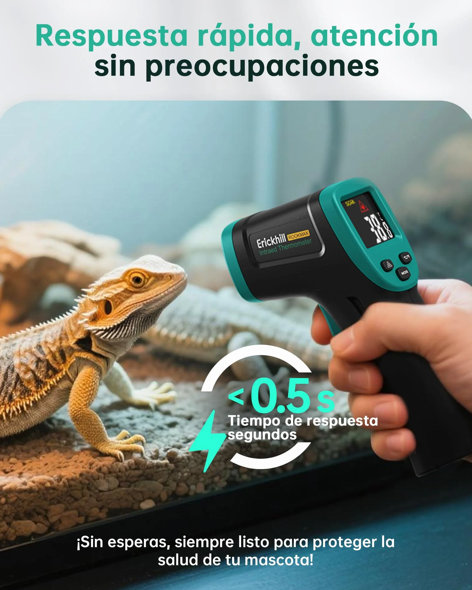 Termómetro infrarrojo ERICKHILL -50°C a 800°C láser digital sin contacto pantalla LCD emisividad ajustable