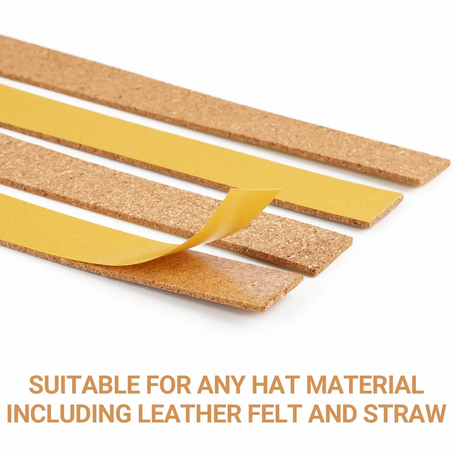 Tiras de Corcho Autoadhesivas para Sombreros, Bandas Reductoras de Tamaño, Ajuste Casco de Paja o Fieltro