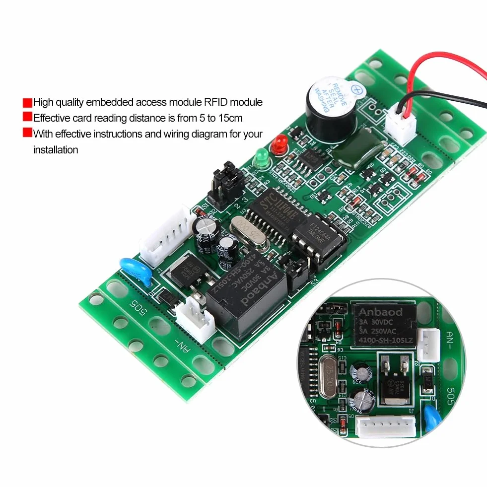 Módulo lector RFID 125 kHz control de acceso 5-15 cm