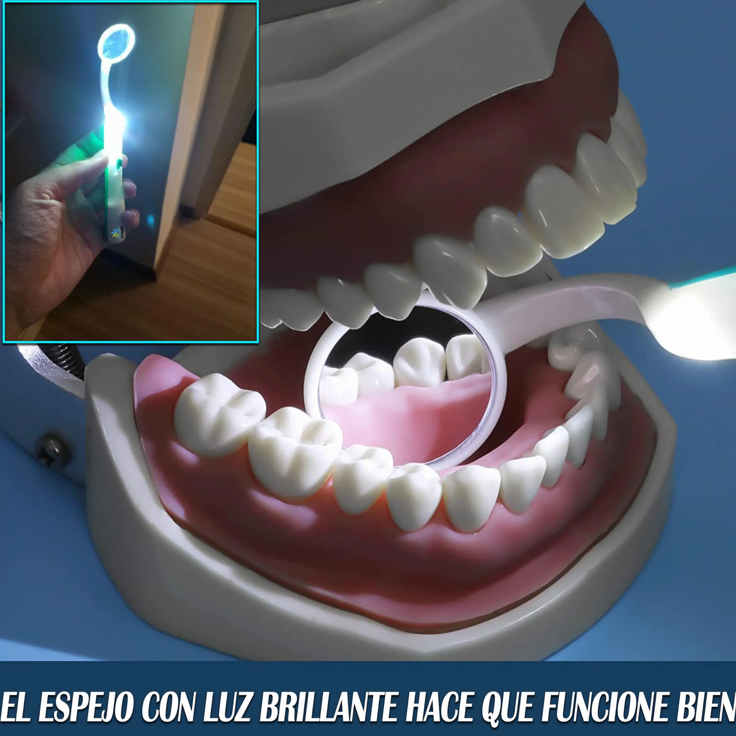 ARSUK Espejo dental LED antivaho 15 cm para inspección bucal, paquete de 2