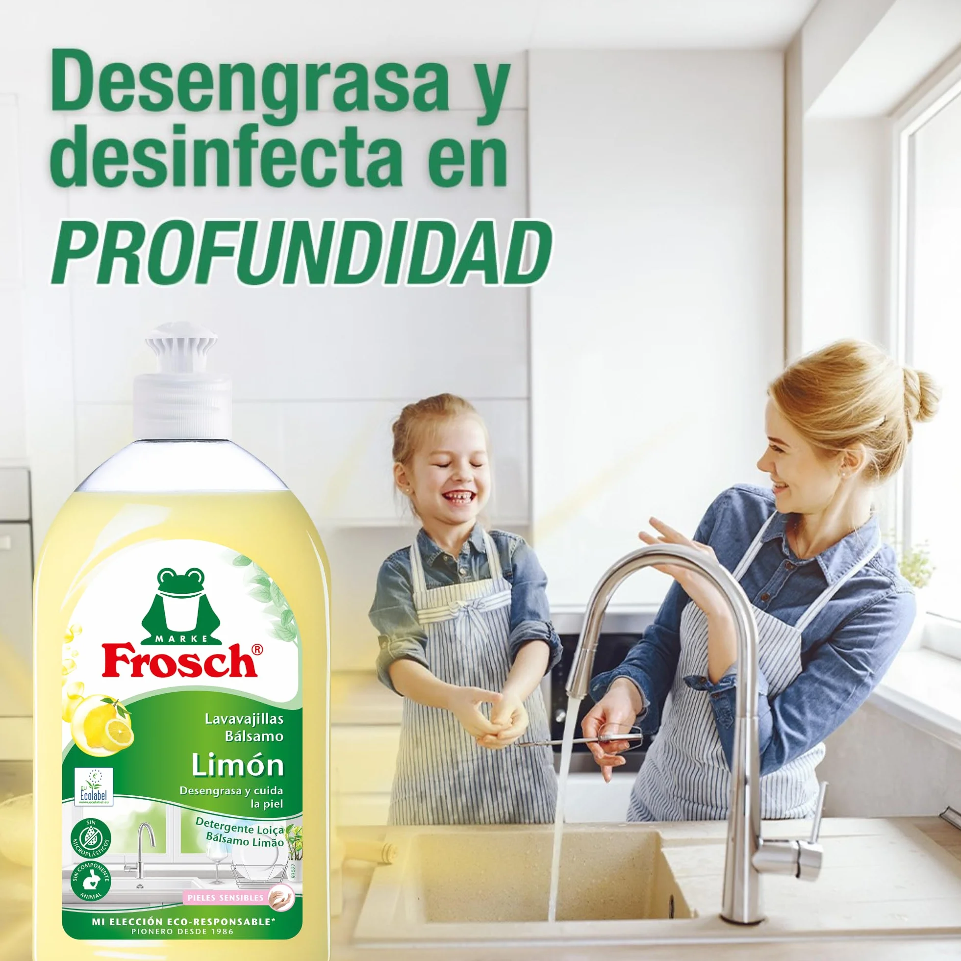 Frosch Lavavajillas a Mano Líquido Ecológico Limón 500ml PH neutro