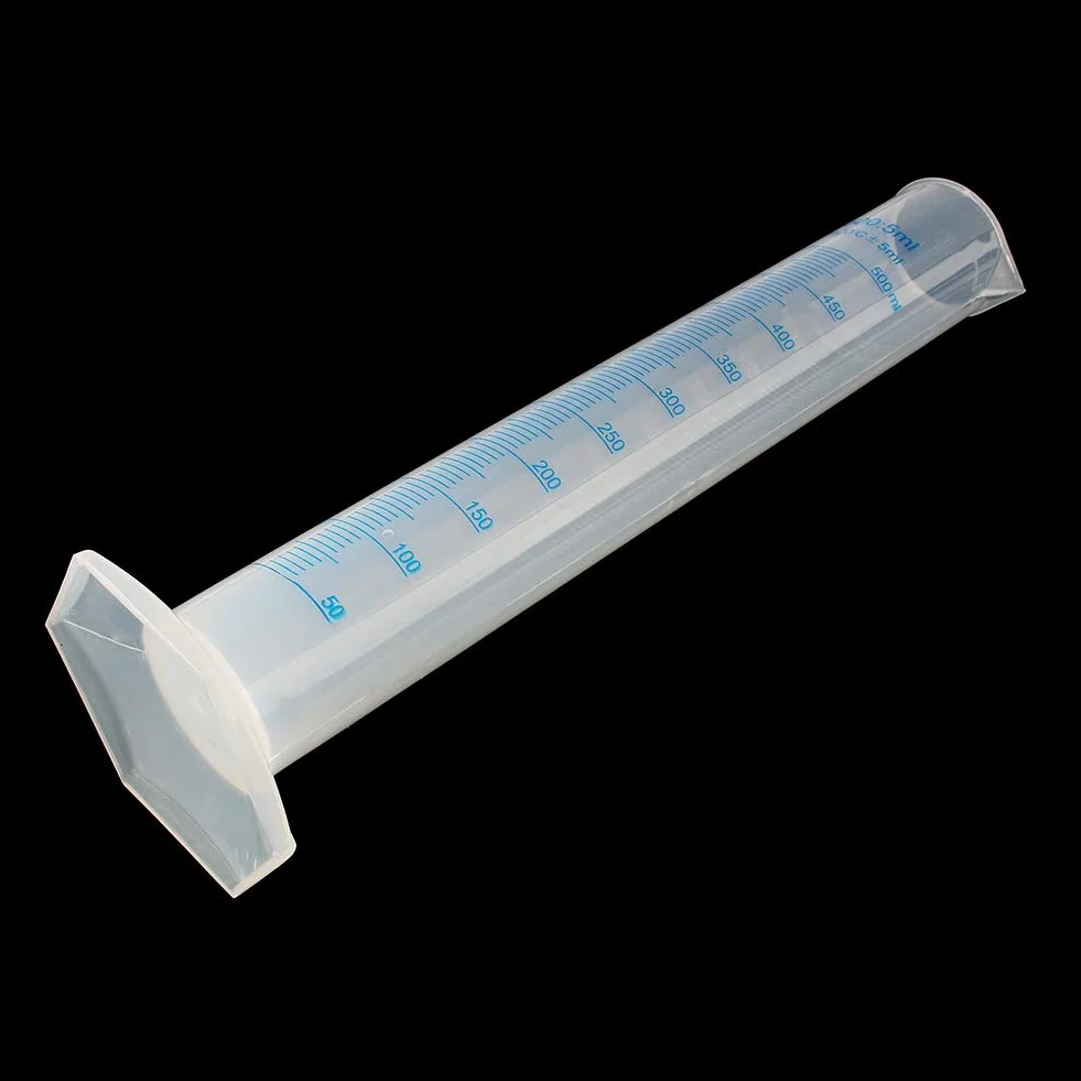 Nikou 500ml Probeta graduado plástico Cilindros prueba tubo laboratorio líquido caliente