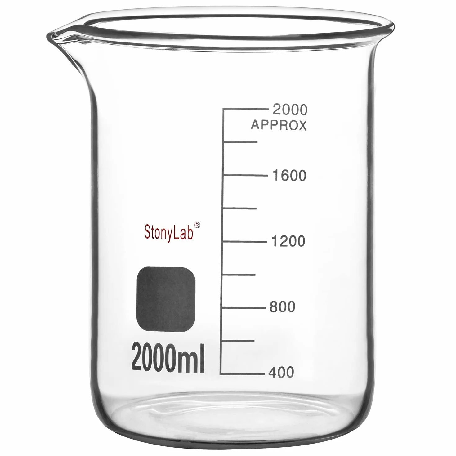 Stonylab Vaso de Precipitados de Vidrio Borosilicato Graduado 2000 ml Griffin